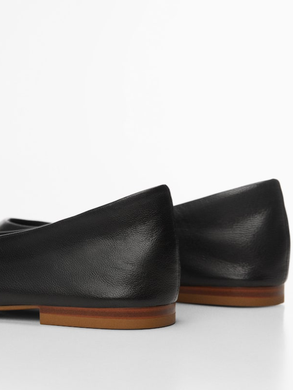 Black Vegan Leather Ballet Flats With Square Toe