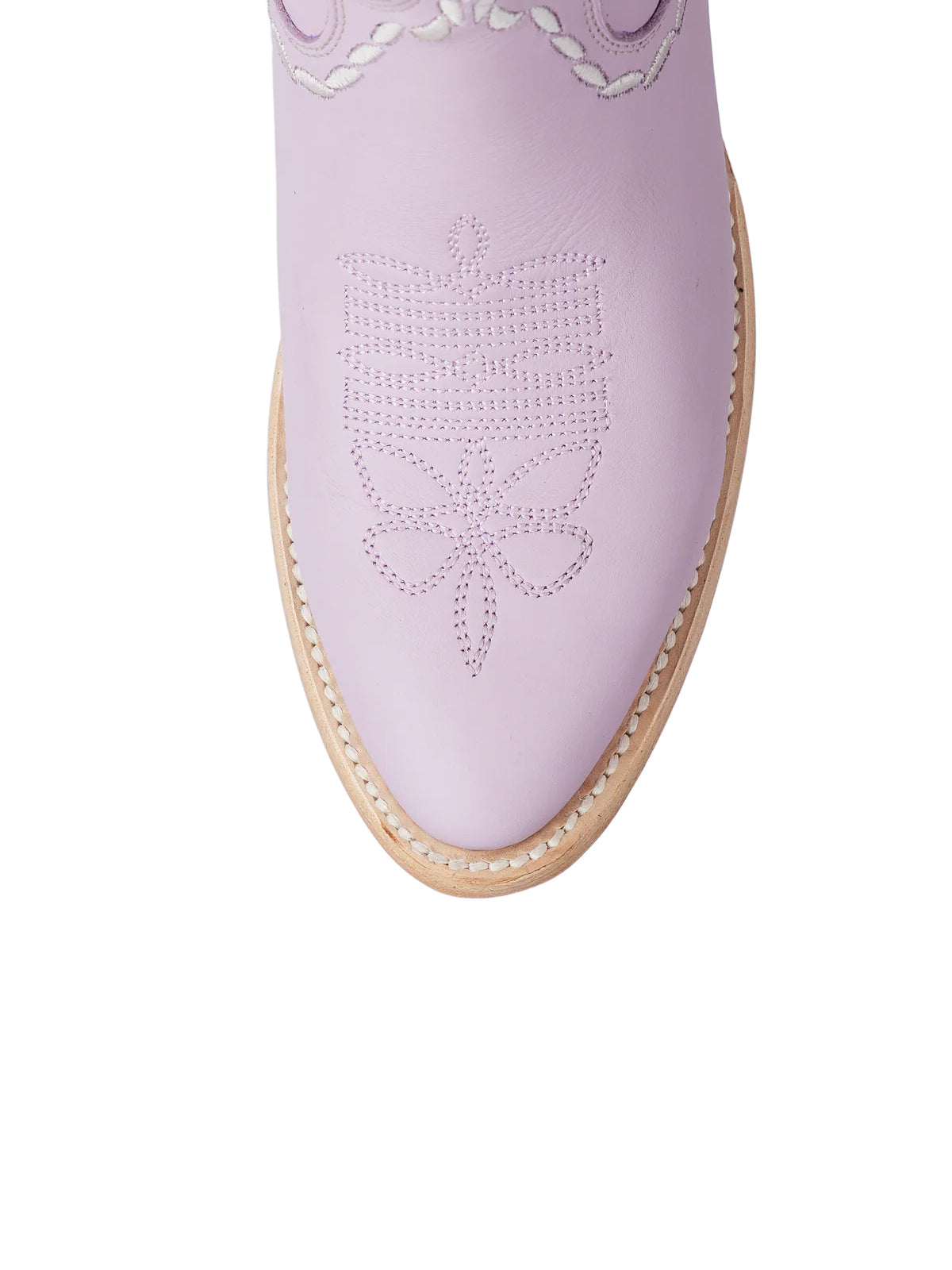 Almond-Toe Elegant Flowers Embroidery Knee High Half-Zip Cowgirl Boots - Lavender