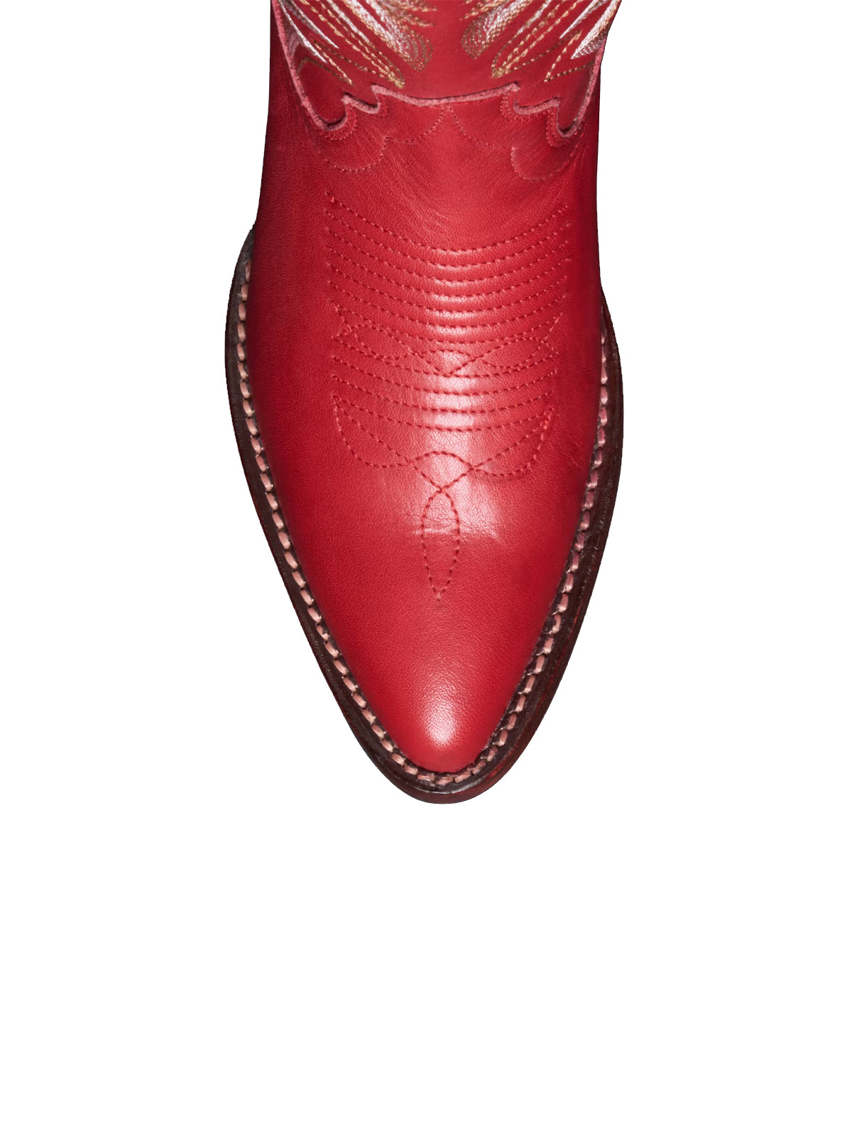 Western Embroidery Almond-Toe Tall Knee High Cowgirl Boots - Crimson Red