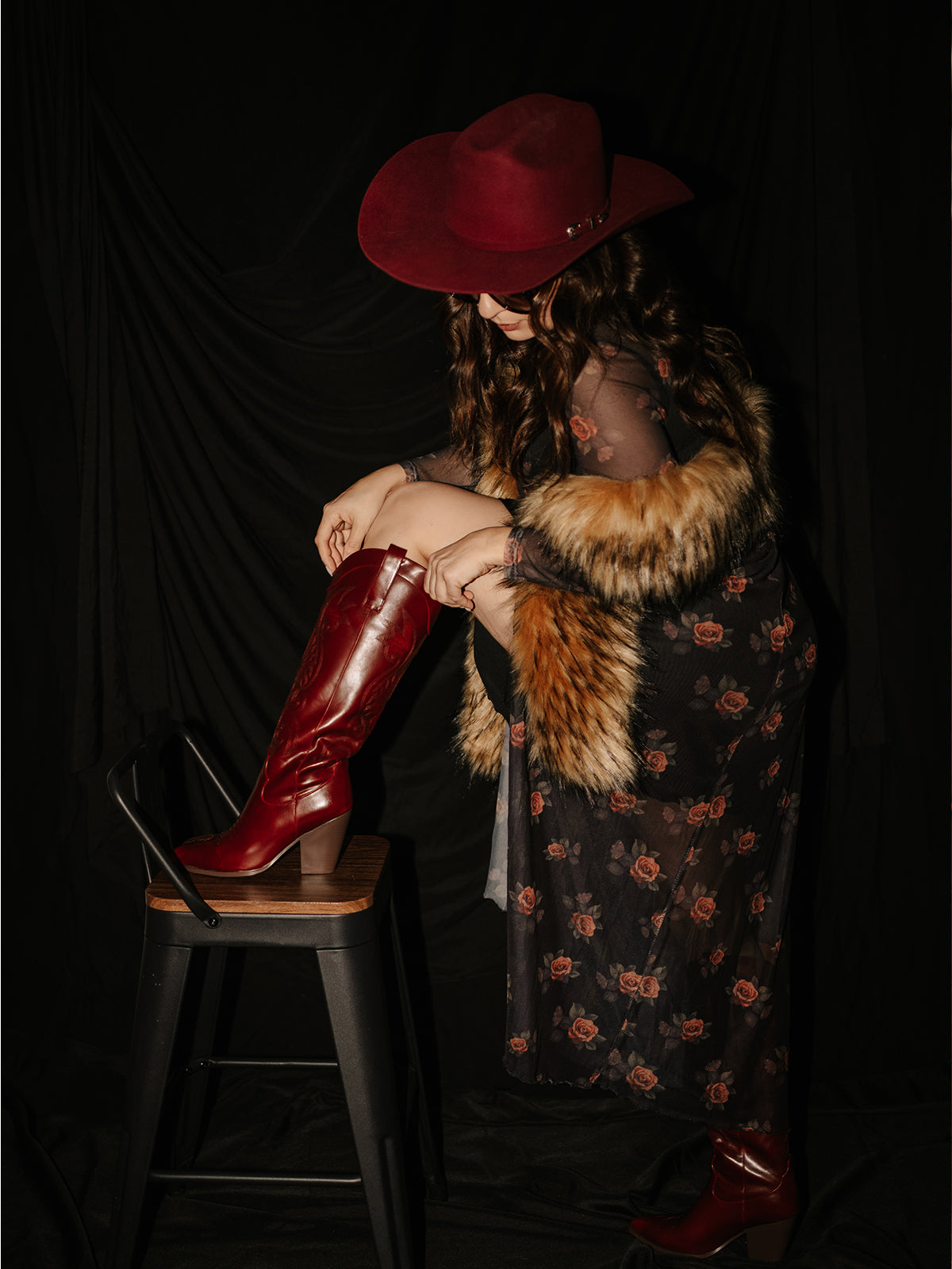 Wine Red Embroidery Pointed-Toe Tall Wide Calf Knee High Cowgirl Boots – Fuchsia Boots Wine Red Embroidery Pointed-Toe Tall Wide Calf Knee High Cowgirl Boots – Fuchsia Boots