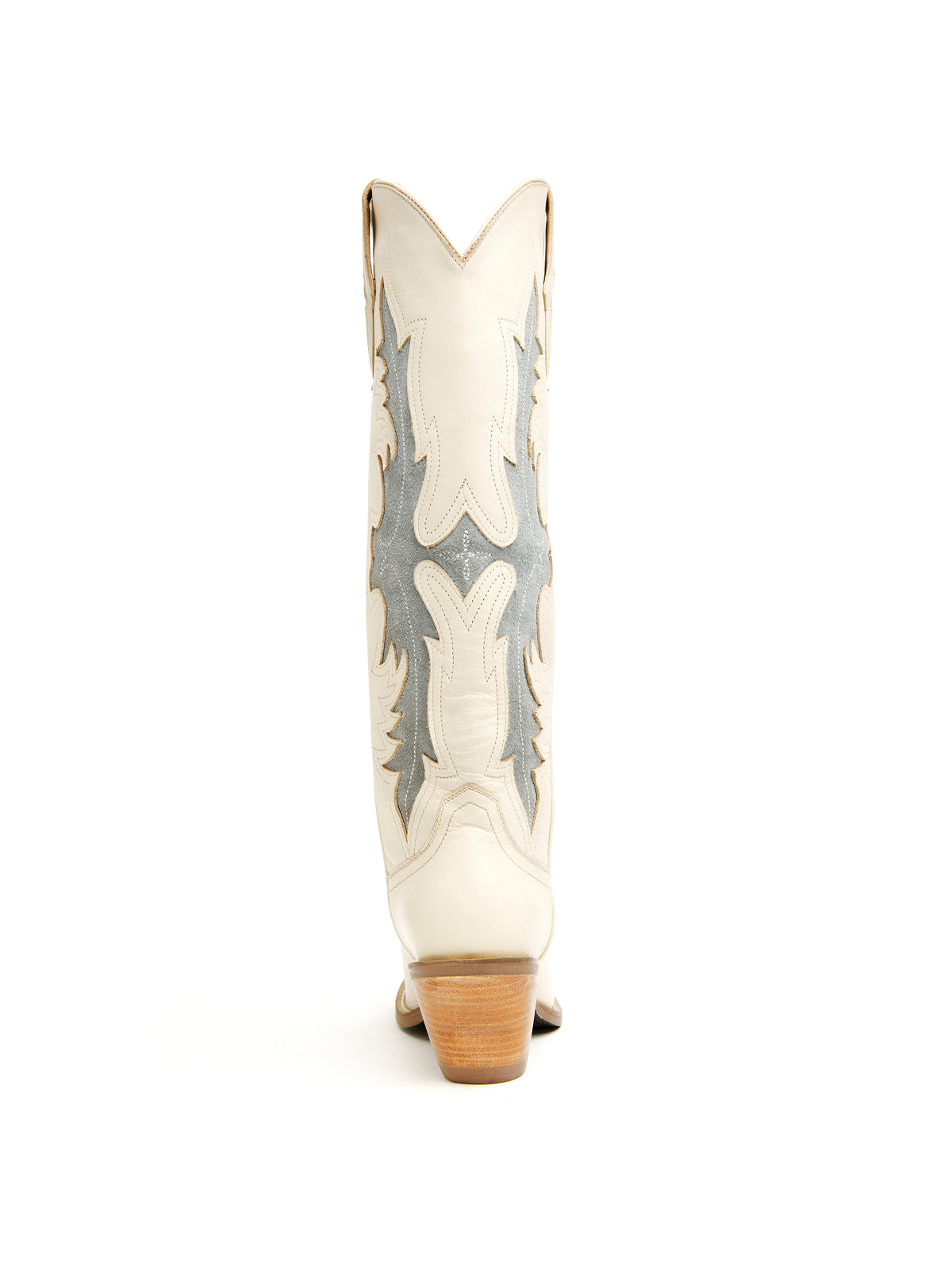 Ivory Almond-Toe Fire Inlay And Embroidery Wide Calf Knee High Cowgirl Boots