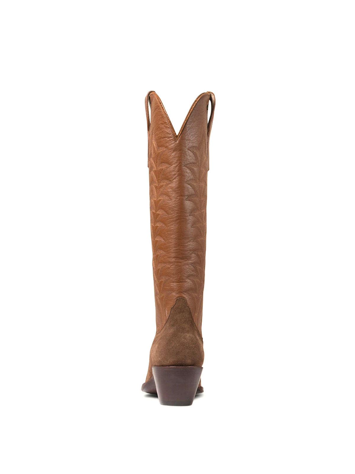 Brown Faux Suede Almond-Toe Wide Calf Tall Knee High Cowgirl Boots