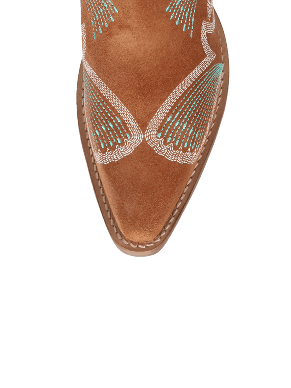 Brown Faux Suede Snip-Toe Delicate Embroidery Ankle Cowgirl Boots