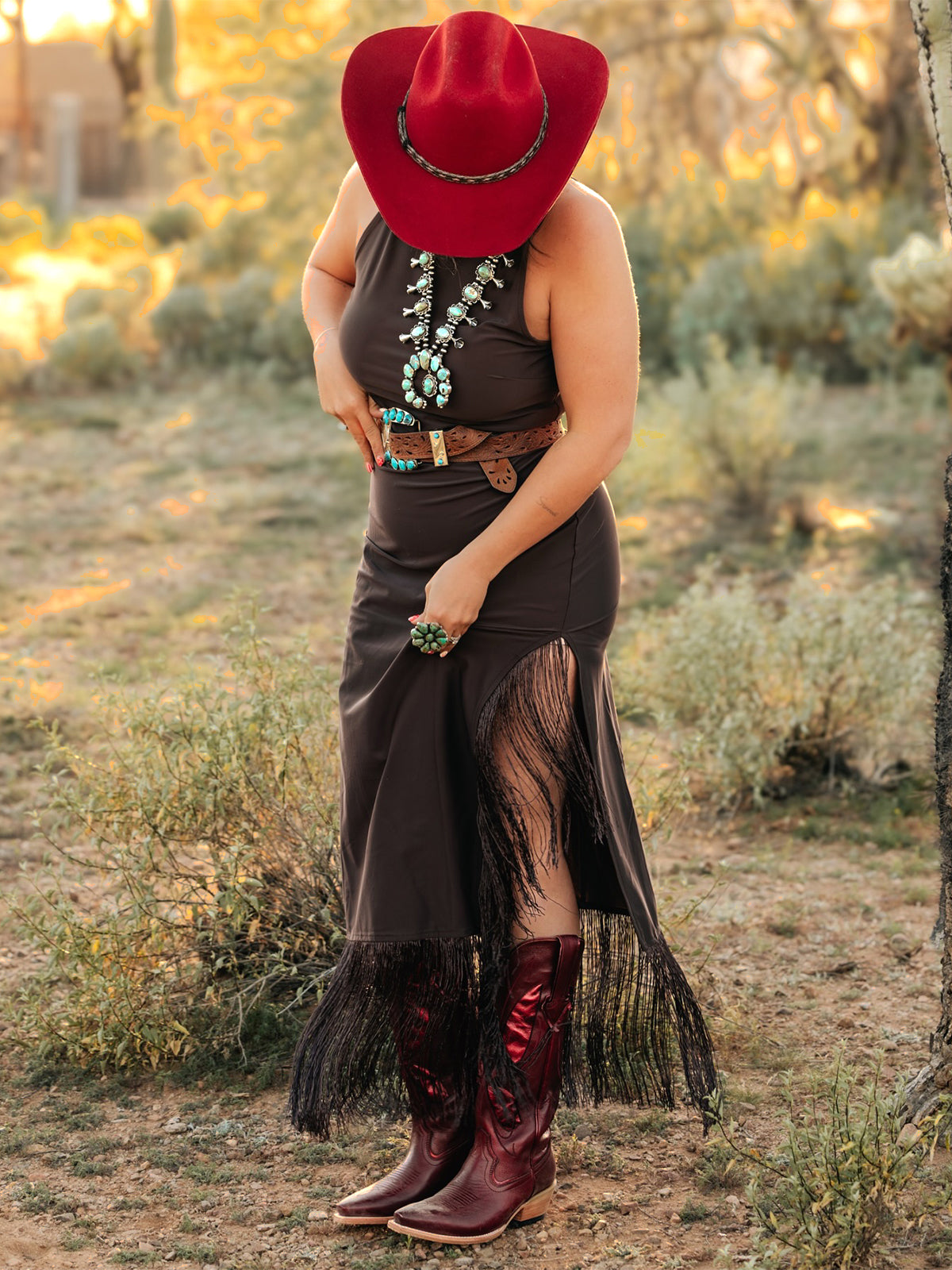 Red Snip-Toe Metallic Butterfly Inlay Wide Calf Knee High Cowgirl Boots