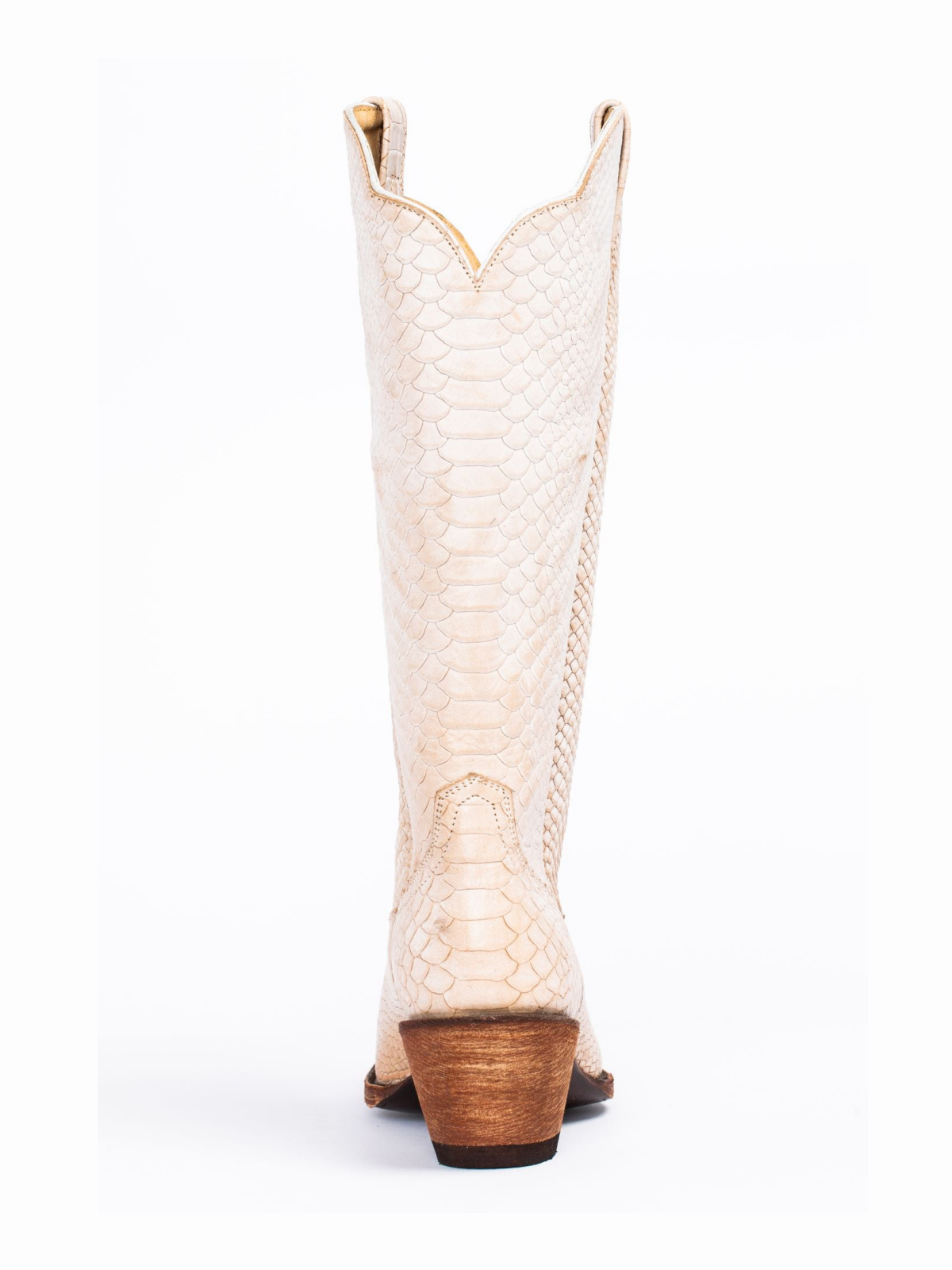 Ivory Snakeskin Snip-Toe Wide Mid Calf Tall Cowgirl Boots