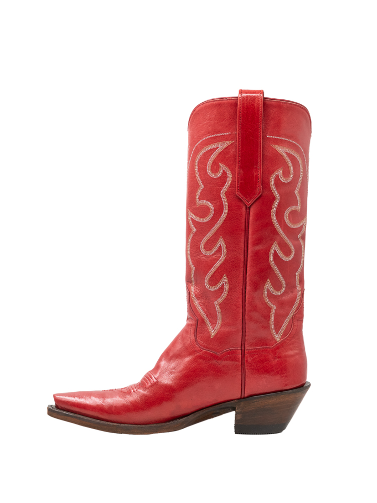 Red Embroidery Snip-Toe Wide Mid Calf Cowgirl Tall Boots