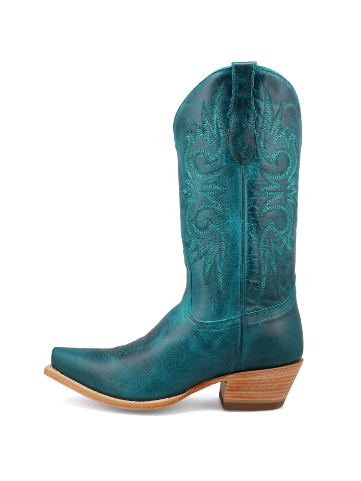 Teal Embroidery Snip-Toe Western Tall Boots Wide Mid Calf Cowgirl Boots