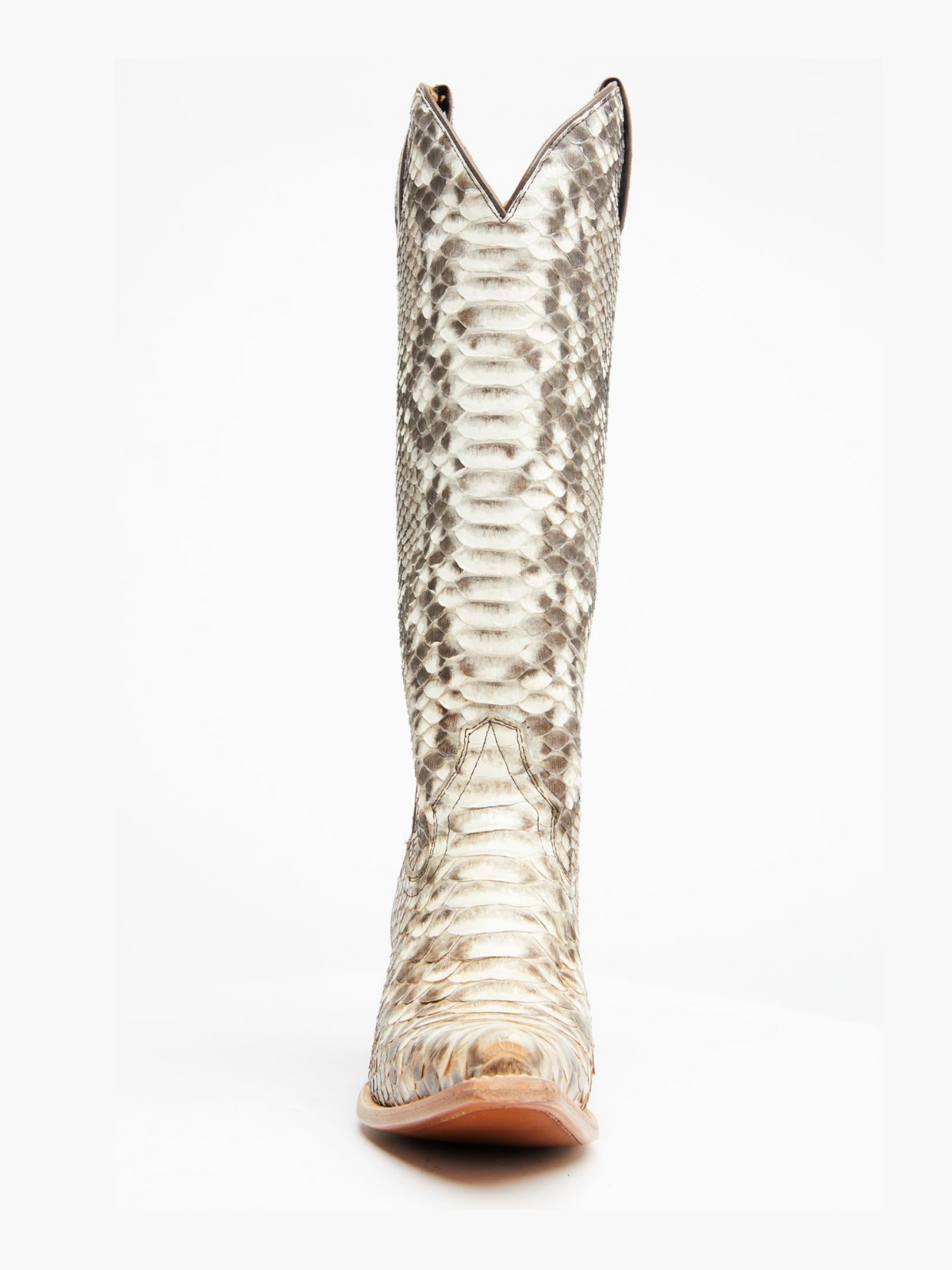 Natural Snakeskin Snip-Toe Wide Mid Calf Tall Cowgirl Boots