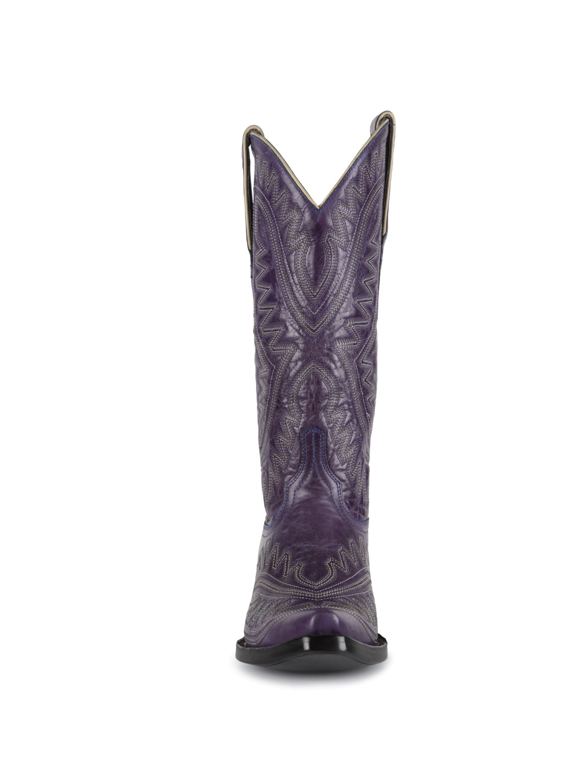 Purple Snip-Toe Embroidery Wide Mid Calf Cowgirl Tall Boots