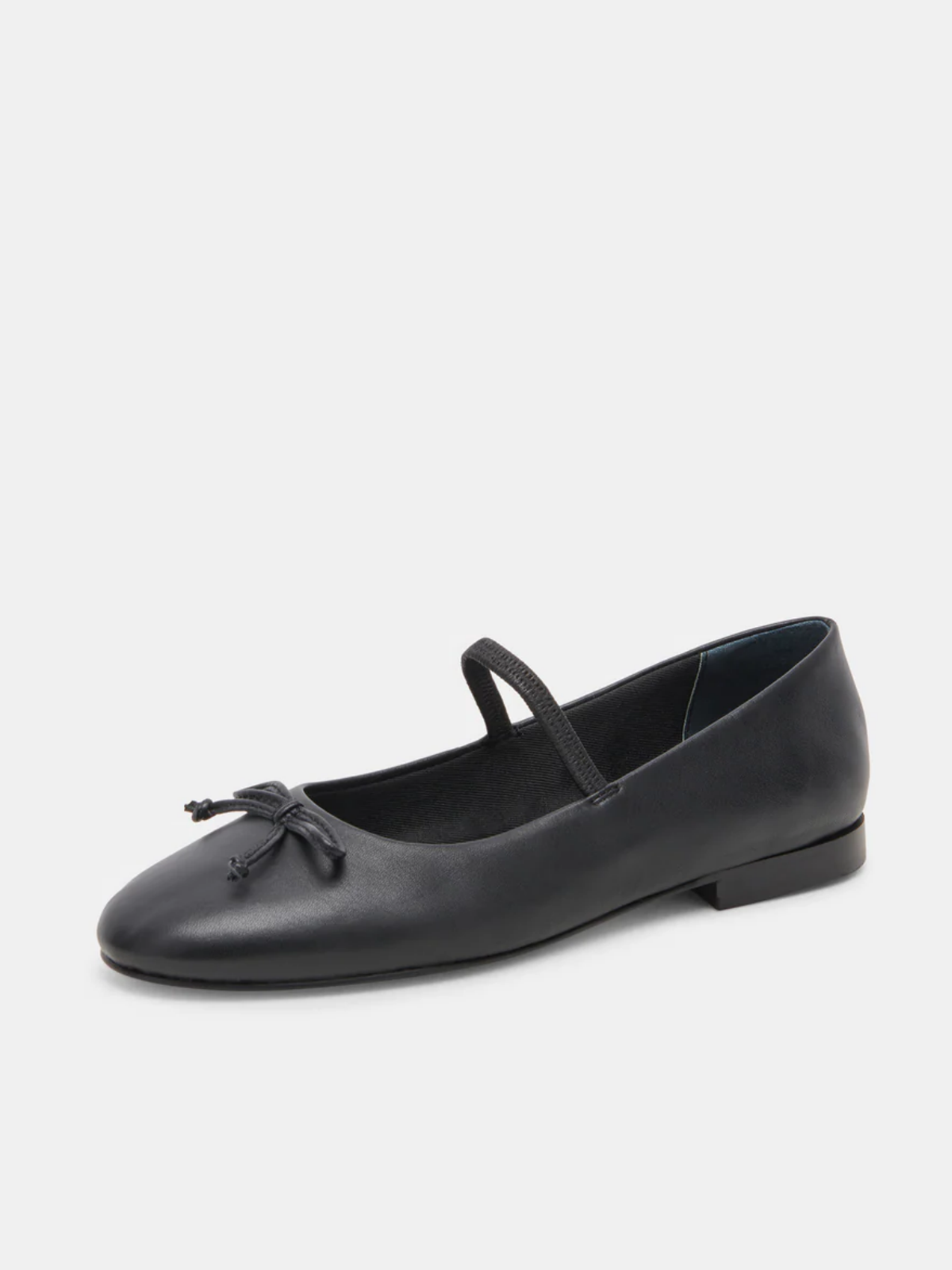 Black Bow Round-Toe Ballet Flats Elastic Strap Mary Janes