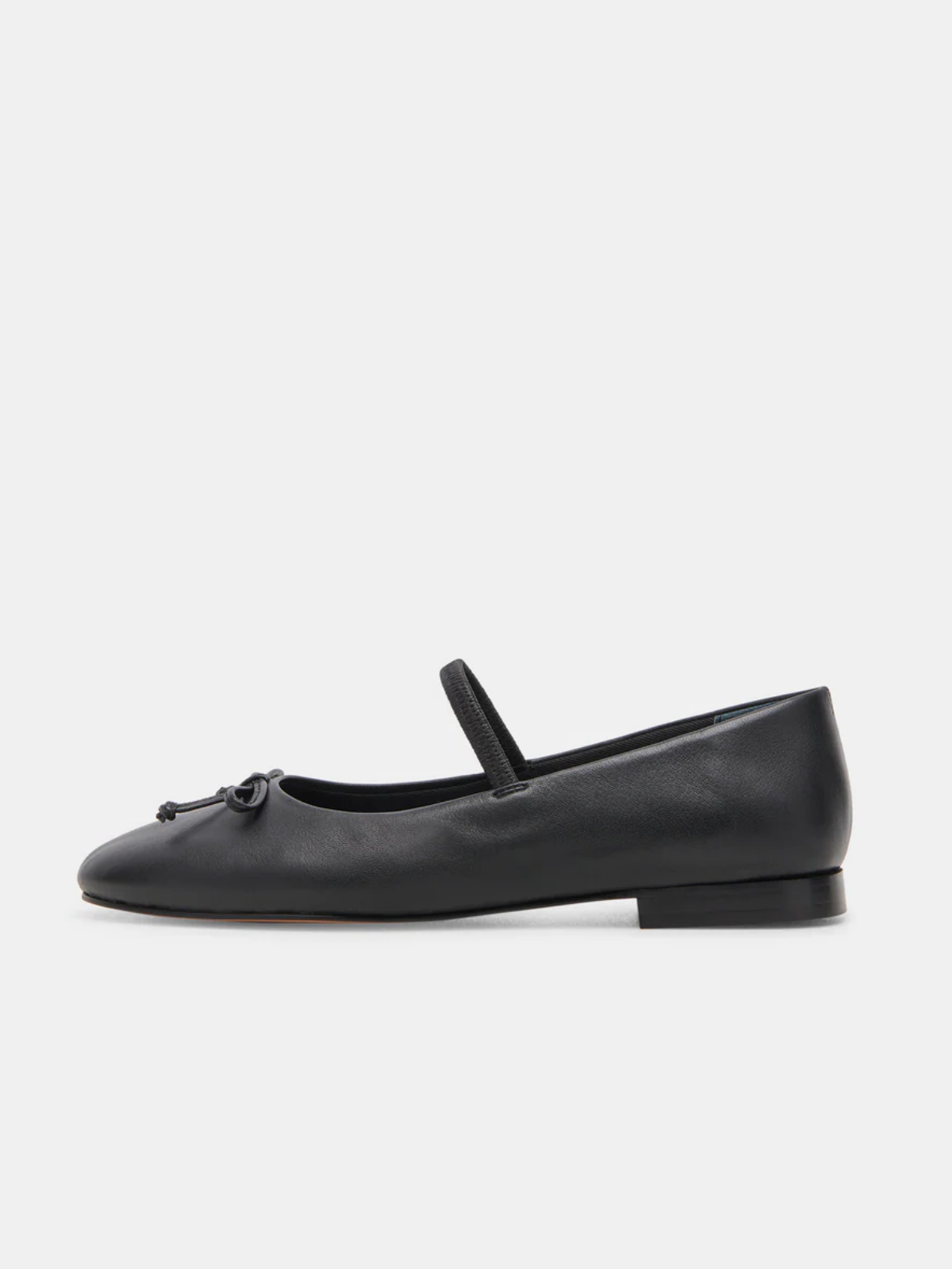 Black Bow Round-Toe Ballet Flats Elastic Strap Mary Janes