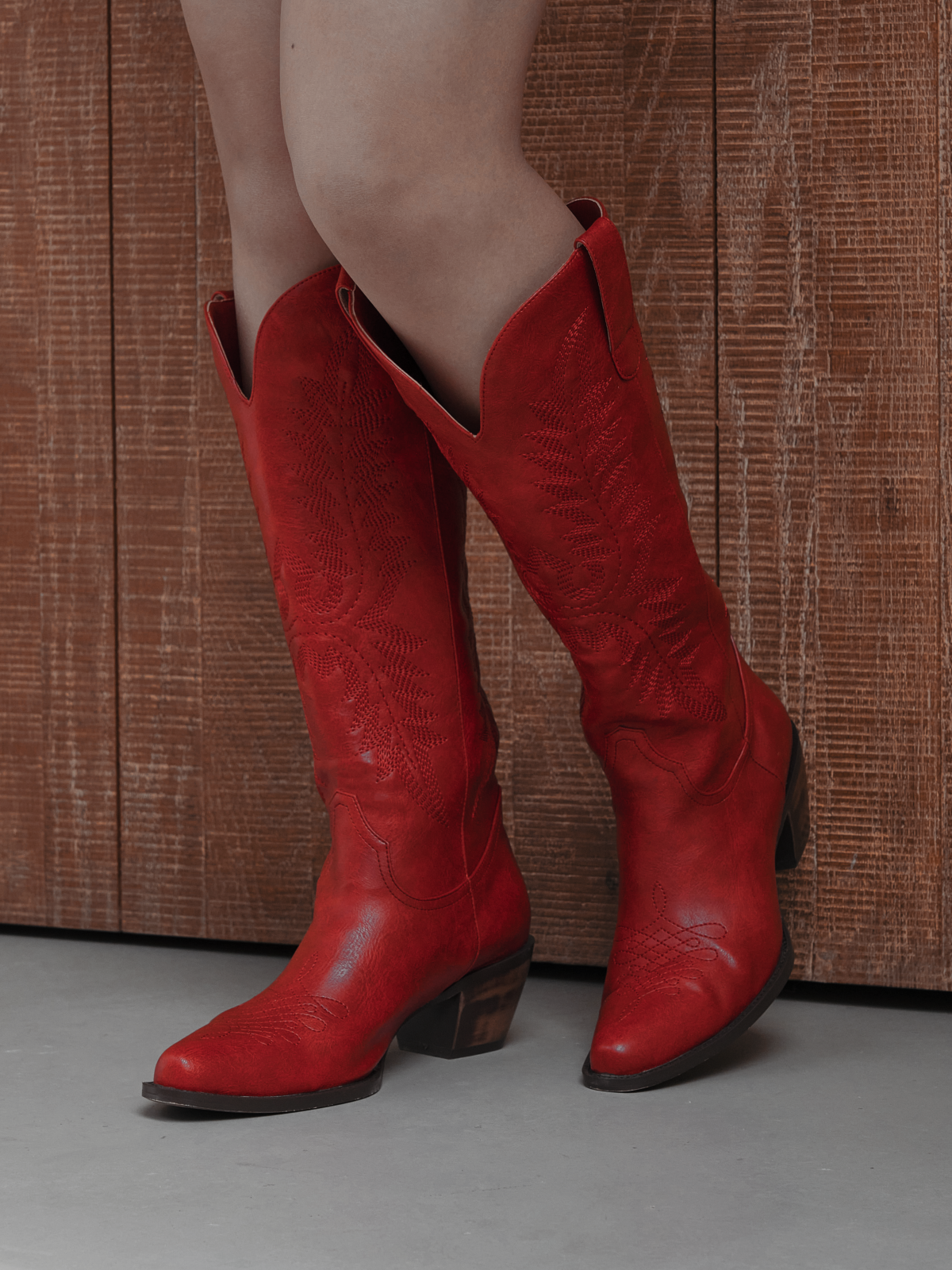 Red Calf Riding Boot Red Western Wide Calf Cowgirl Boots With Grass Embroidery – Fuchsia Boots