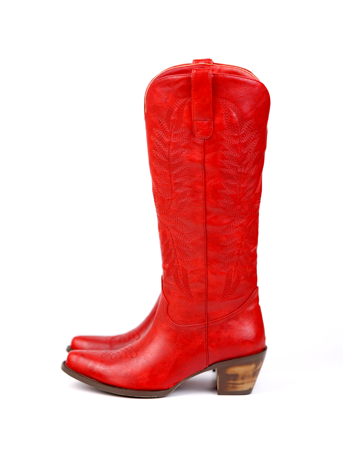 Red Calf Riding Boot Red Western Wide Calf Cowgirl Boots With Grass Embroidery – Fuchsia Boots