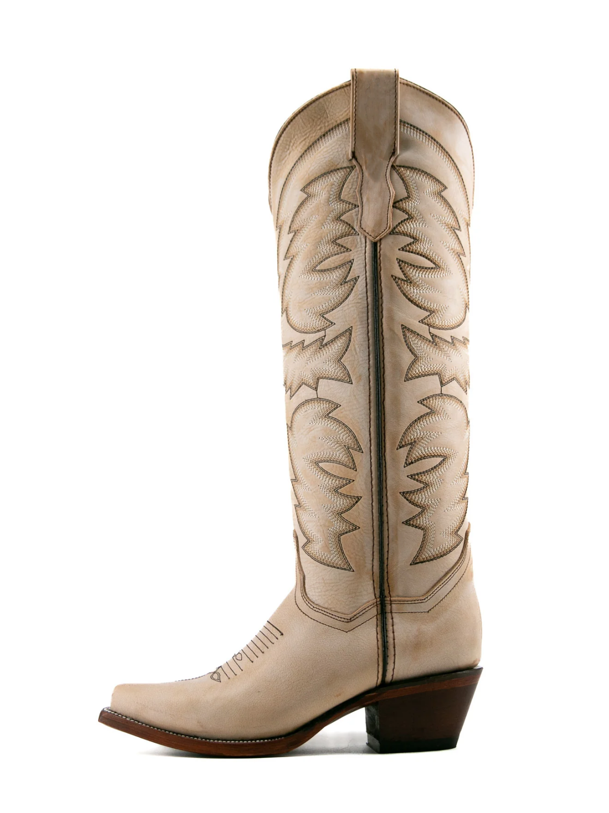 Wheat Snip-Toe Embroidery Wide Calf Knee High Tall Cowgirl Boots