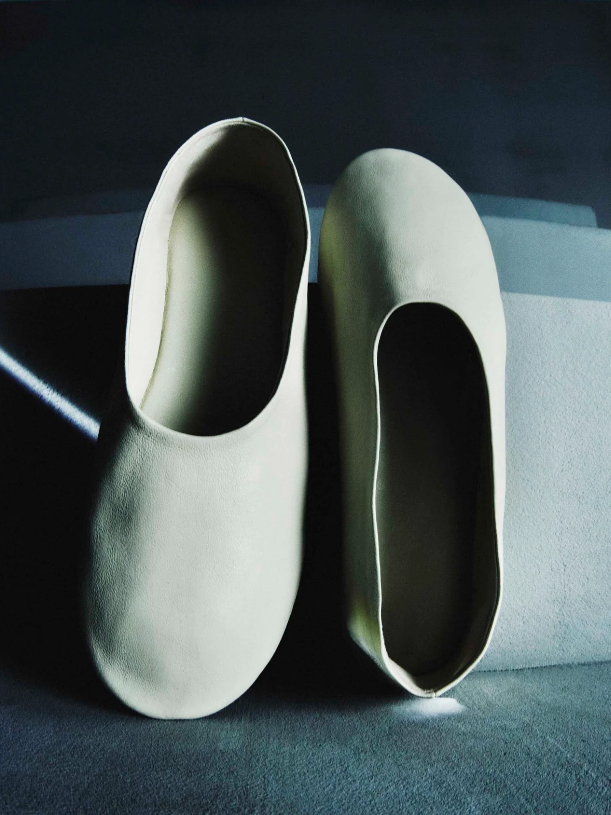 Beige Vegan Leather Round-Toe Slip-On Ballet Flats