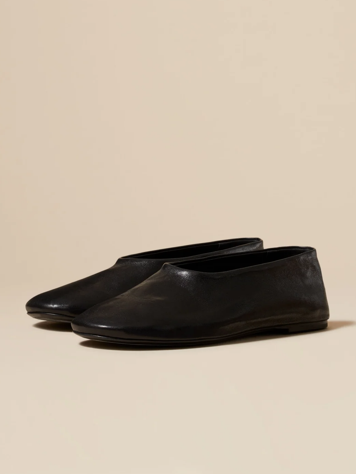Black Vegan Leather Round-Toe Slip-On Ballet Flats