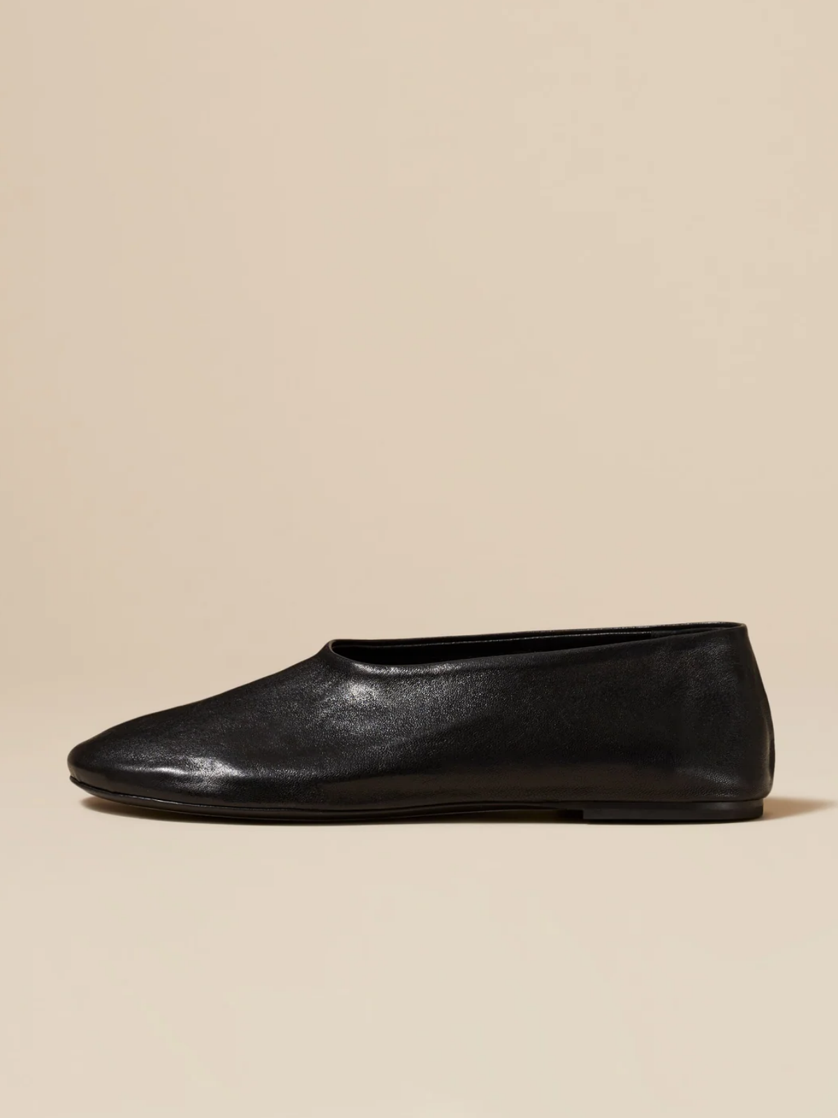 Black Vegan Leather Round-Toe Slip-On Ballet Flats