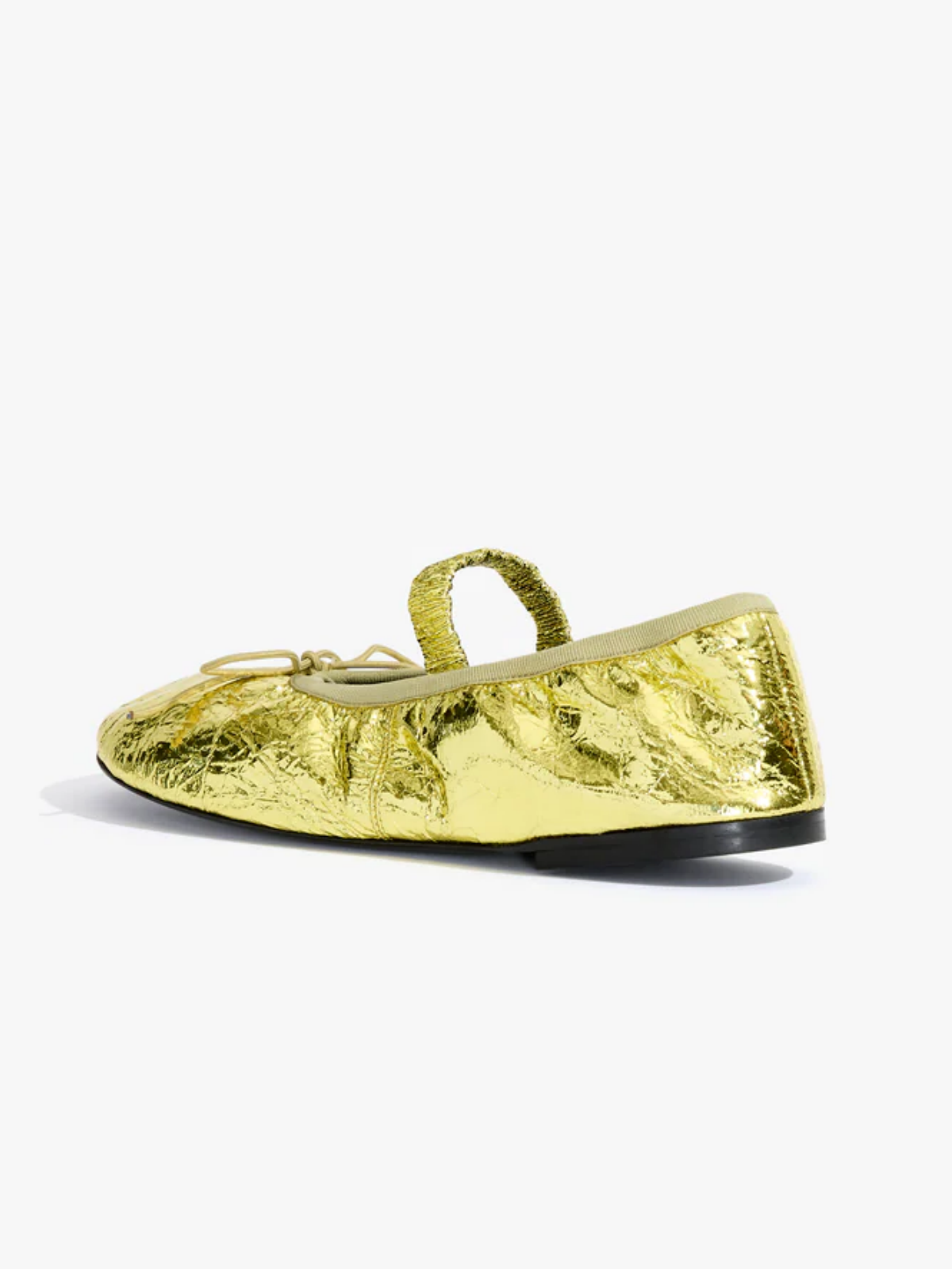 Crinkle Metallic Gold Super Cute Bow Ballet Flats Mary Janes