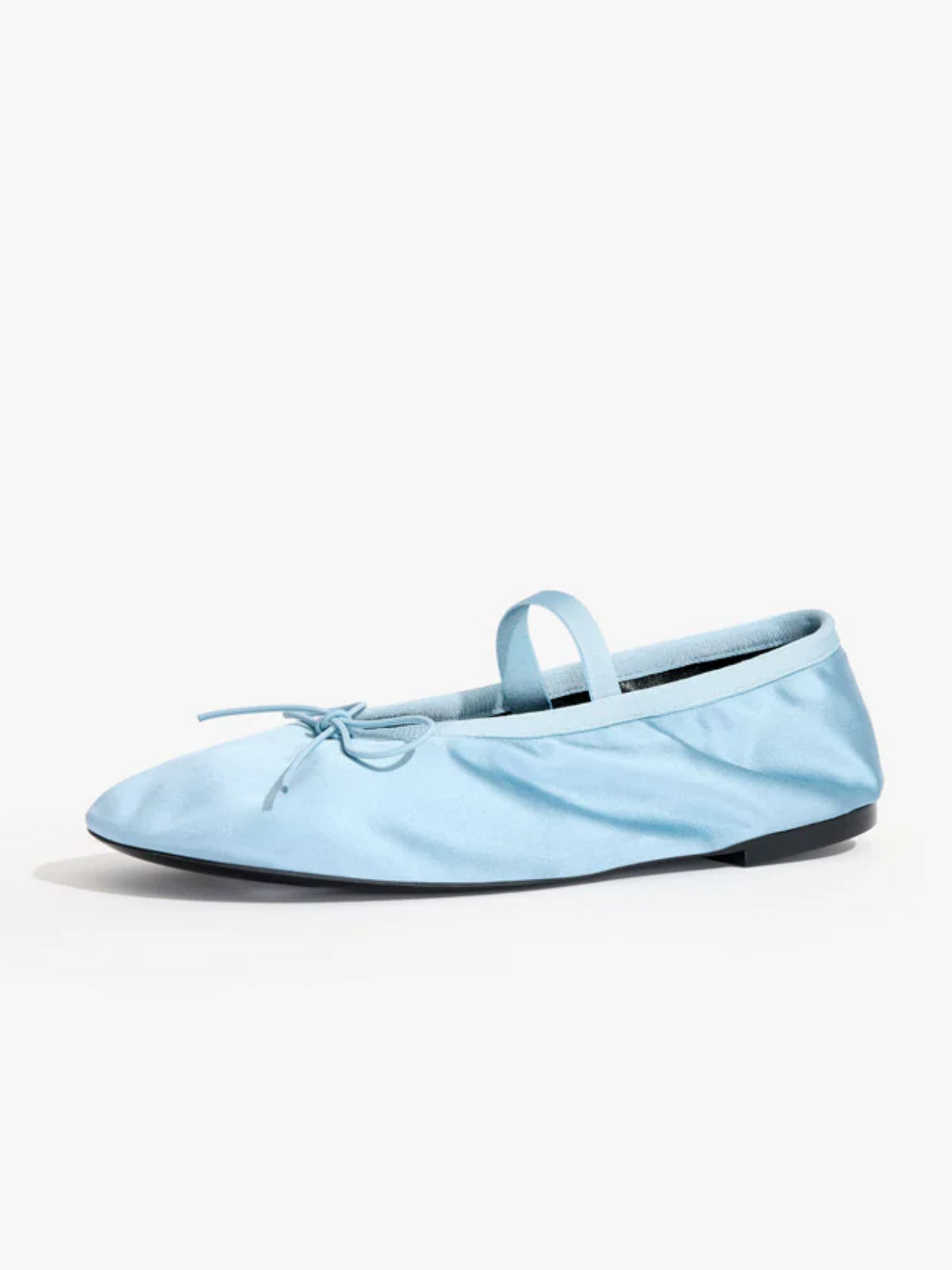 Satin Blue Super Cute Bow Ballet Flats Mary Janes