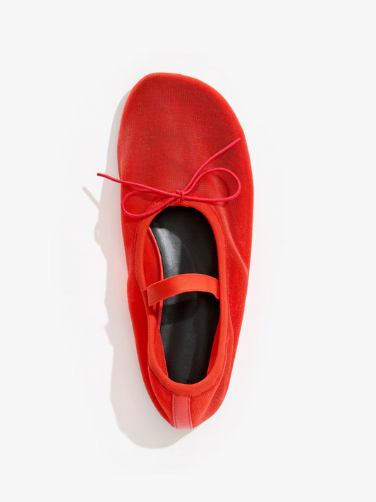 Mesh Red Super Cute Bow Ballet Flats Mary Janes