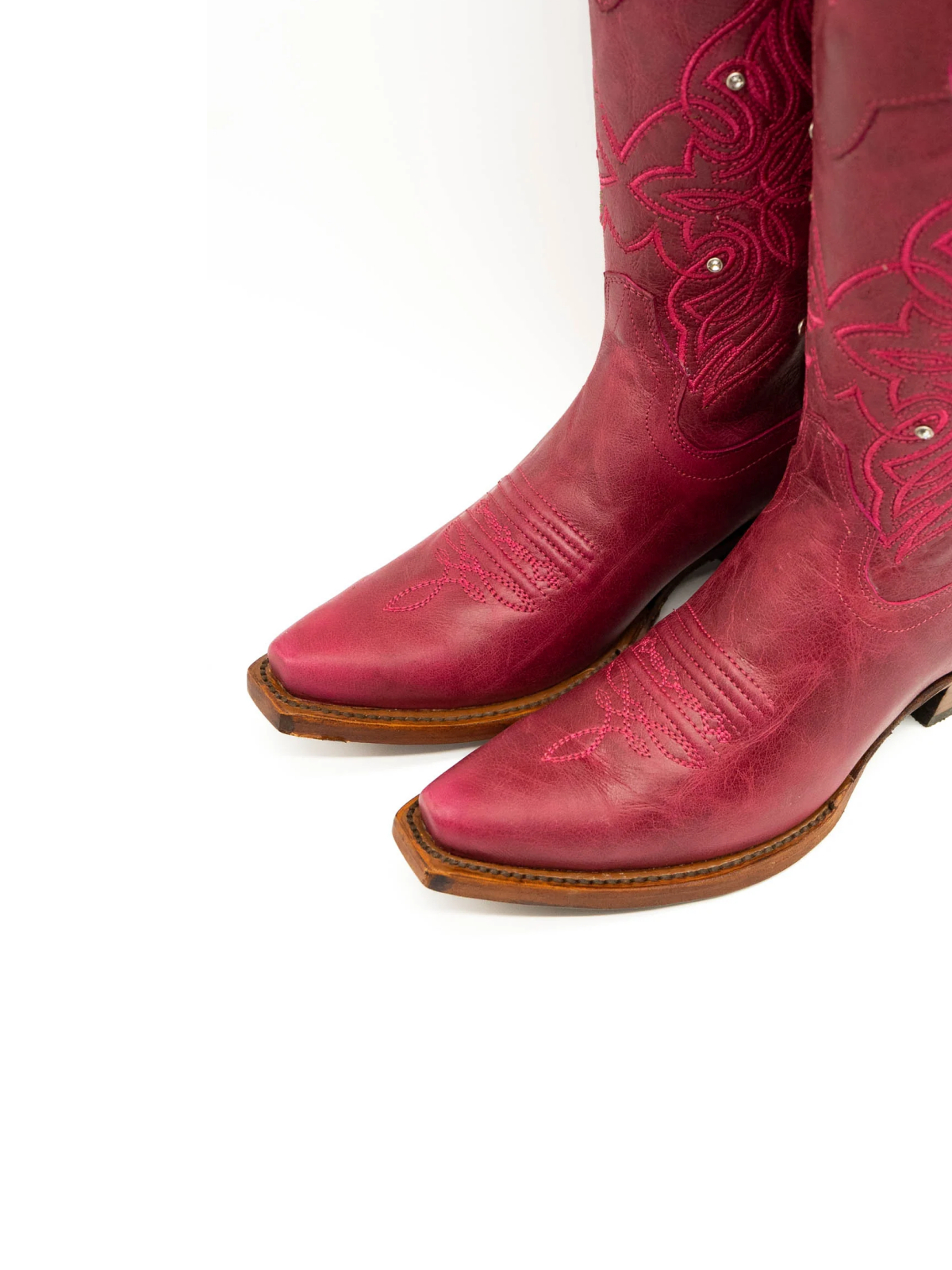 Ruby Red Embroidery Rhinestone Snip-Toe Wide Mid Calf Cowgirl Tall Boots