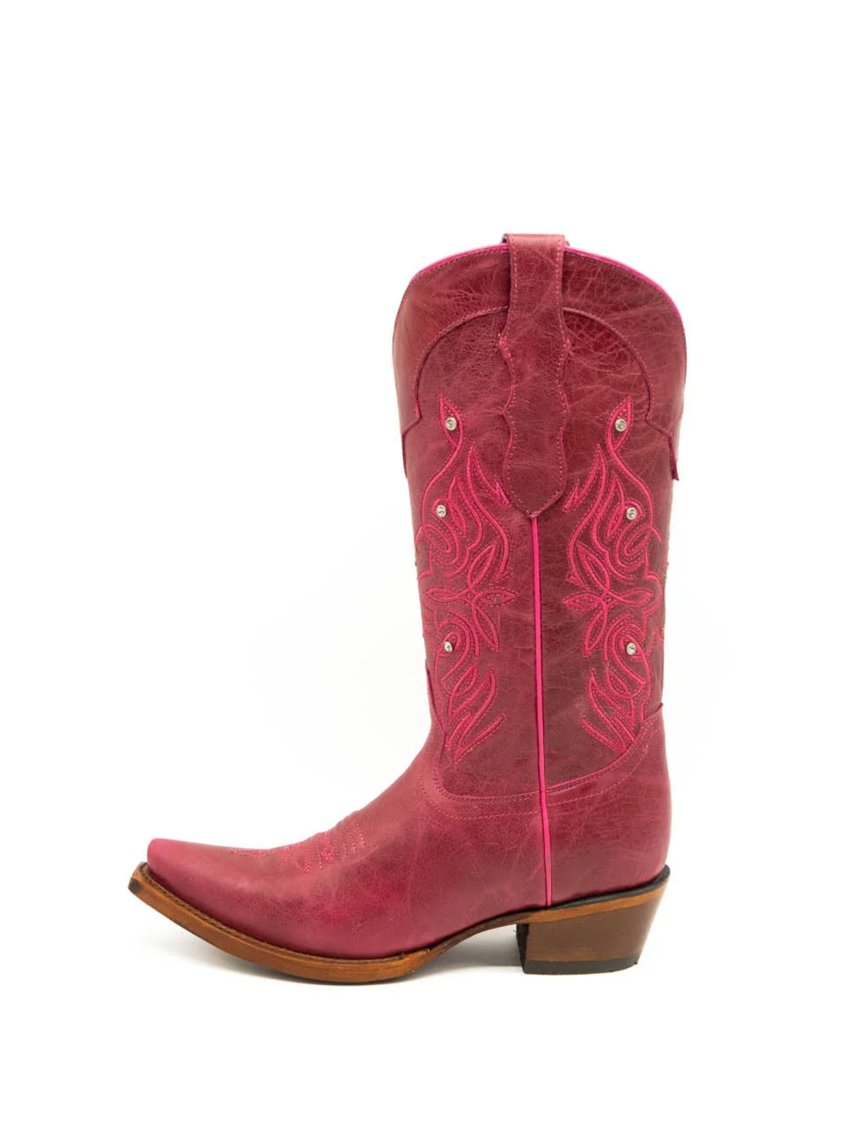 Ruby Red Embroidery Rhinestone Snip-Toe Wide Mid Calf Cowgirl Boots ...