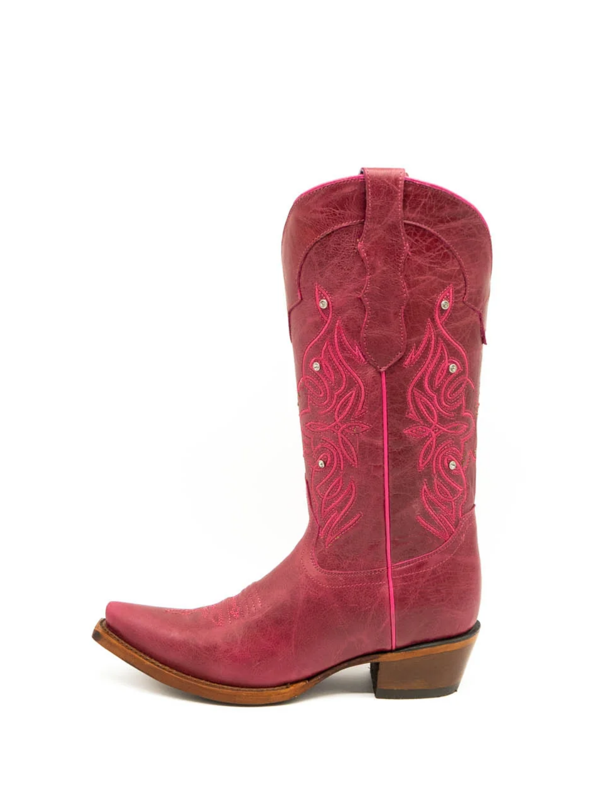 Ruby Red Embroidery Rhinestone Snip-Toe Wide Mid Calf Cowgirl Tall Boots