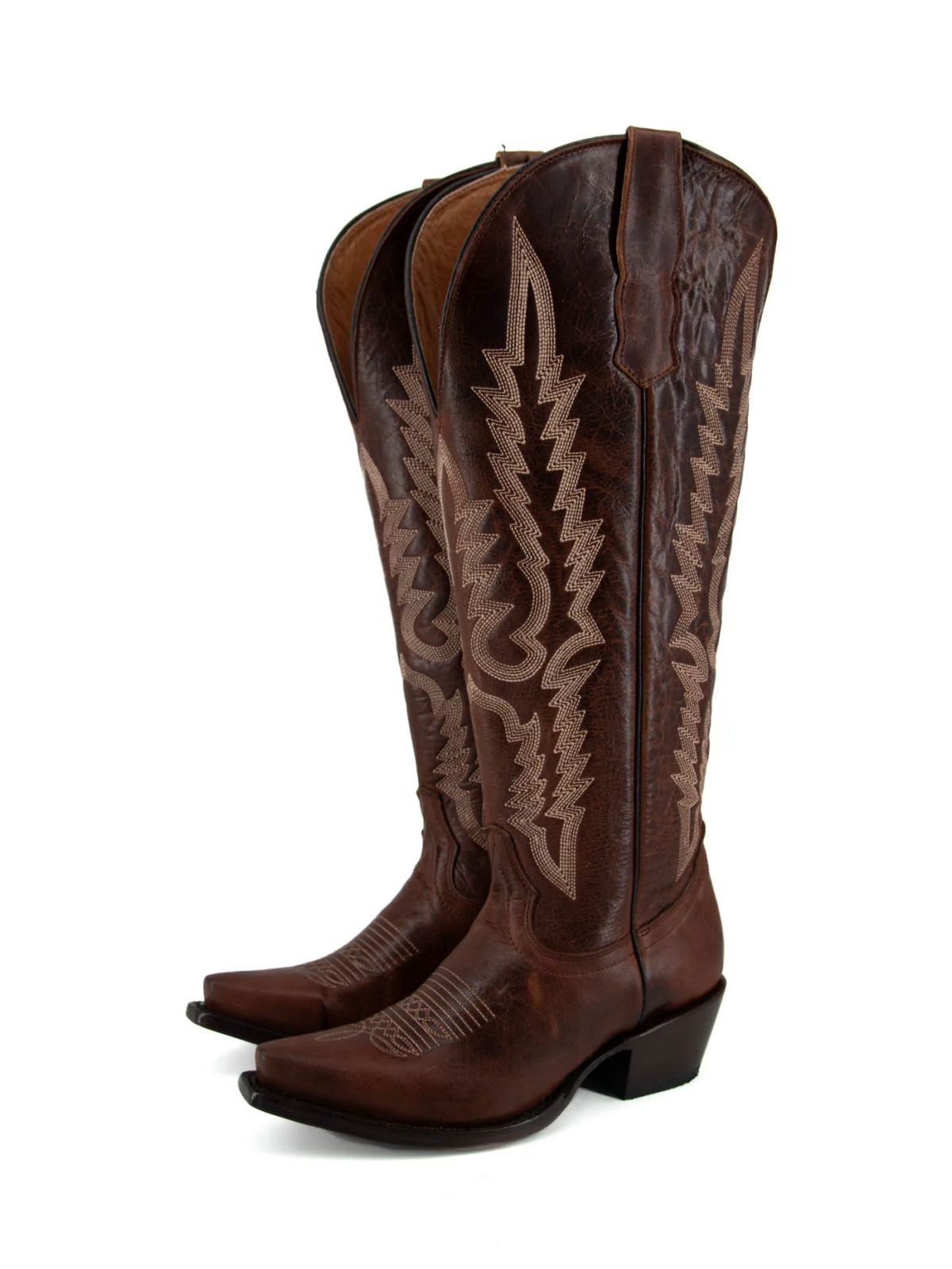 Brandy Embroidery Snip-Toe Half-Zip Cowgirl Knee High Tall Boots