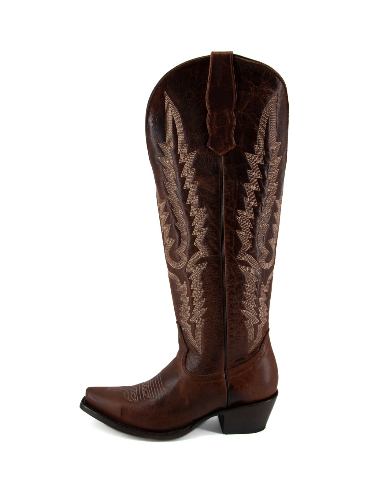 Brandy Embroidery Snip-Toe Half-Zip Cowgirl Knee High Tall Boots