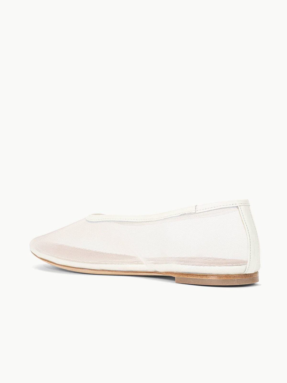 White Round-Toe Slip-On Mesh Ballet Flats