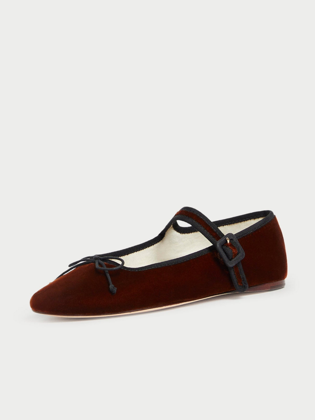 Sienna Velvet Almond-Toe Elastic Bridge Strap Bow Mary Janes Ballet Flats