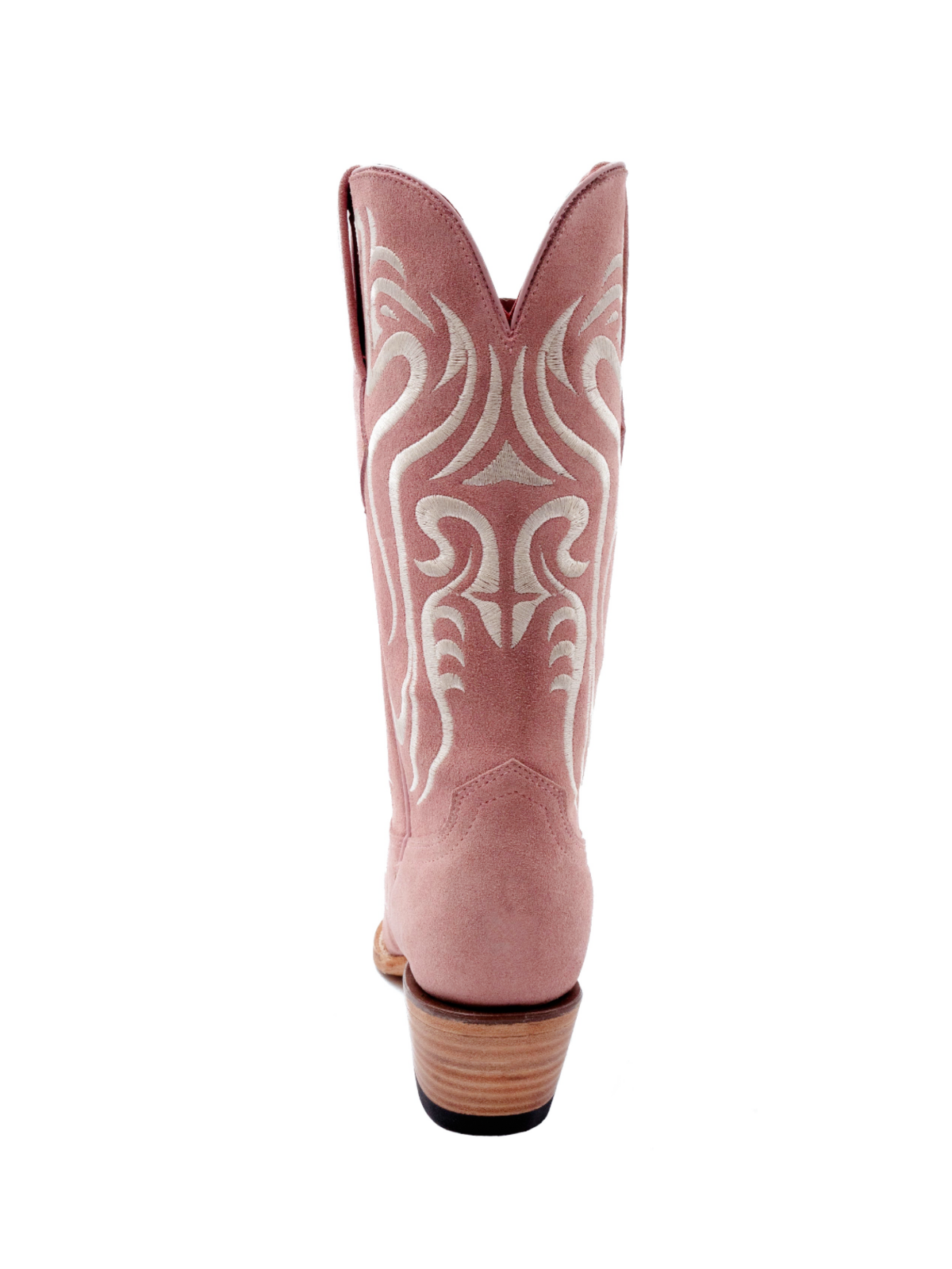 Pink Faux Suede Scroll Embroidery Snip-Toe Cowgirl Tall Boots Wide Mid Calf Western Boots