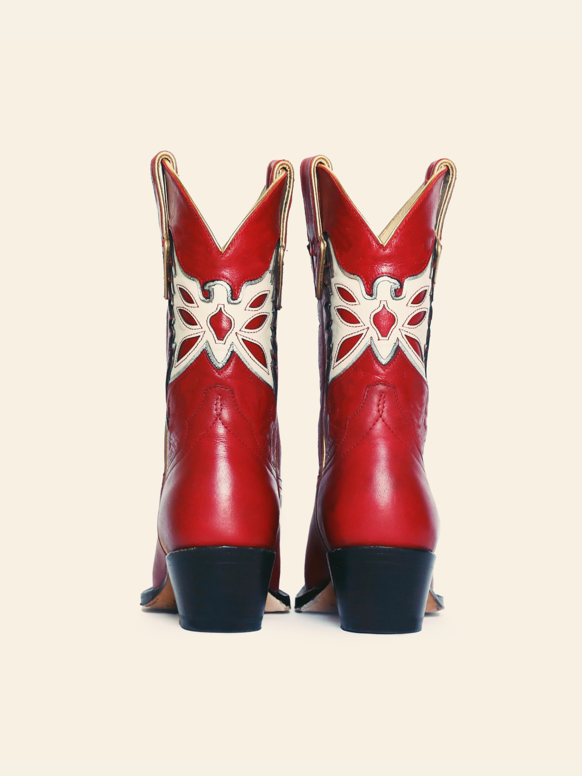 Red Thunderbird Inlay Almond-Toe Wide Mid Calf Western Cowgirl Boots