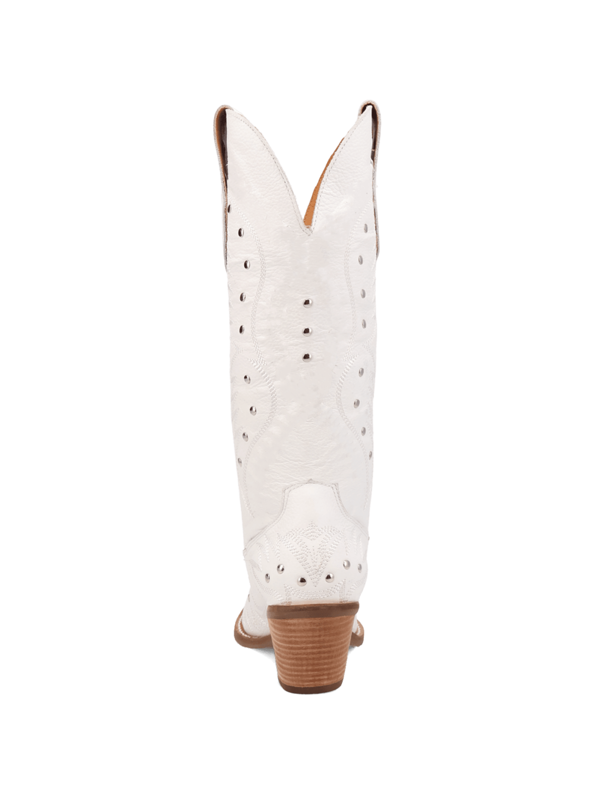 White Snip-Toe Embroidery Wide Mid Calf Cowgirl Boots With Studs