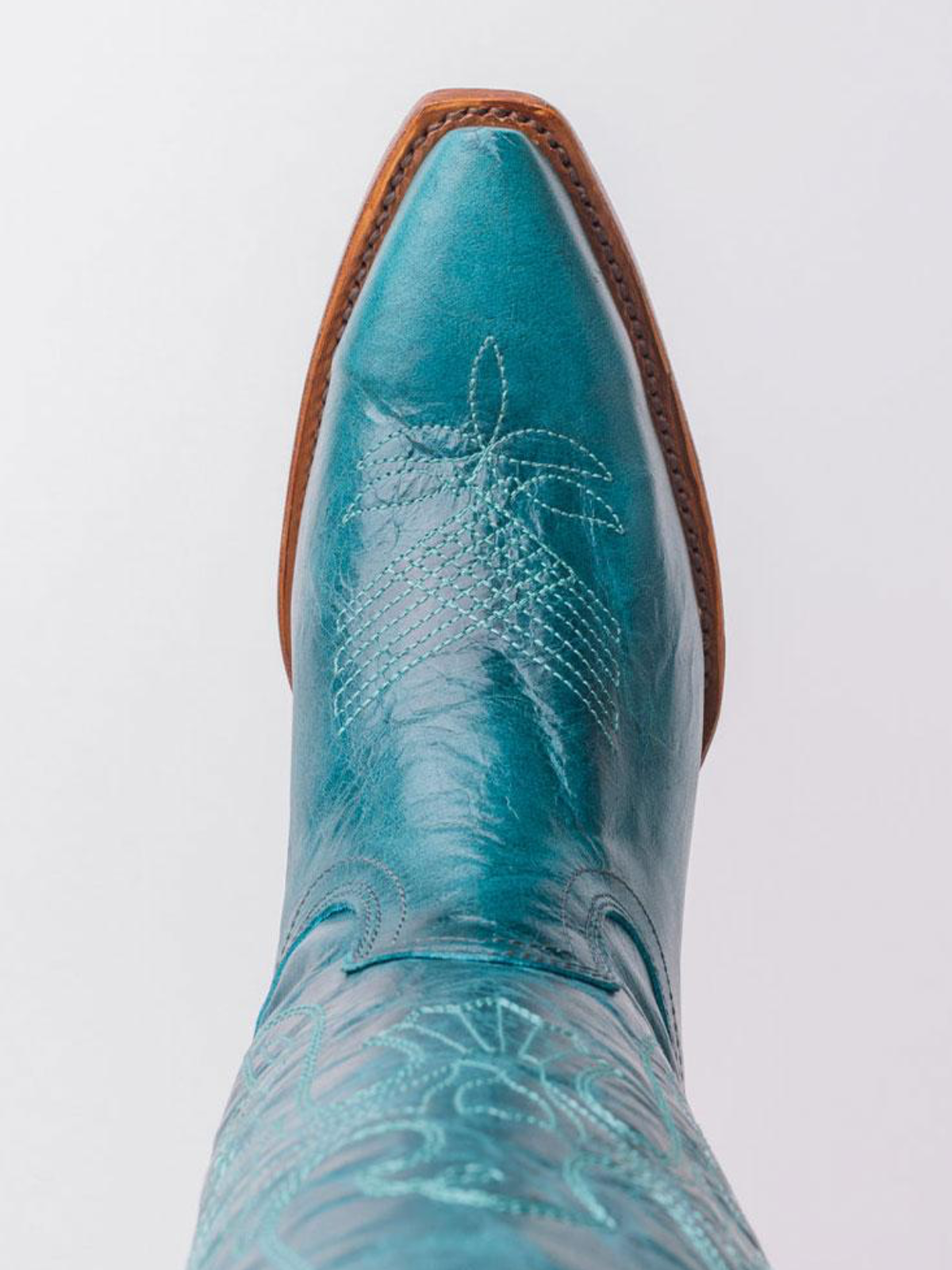 Distressed Turquoise Eagle Embroidery Snip-Toe Half-Zip Cowgirl Knee High Tall Boots