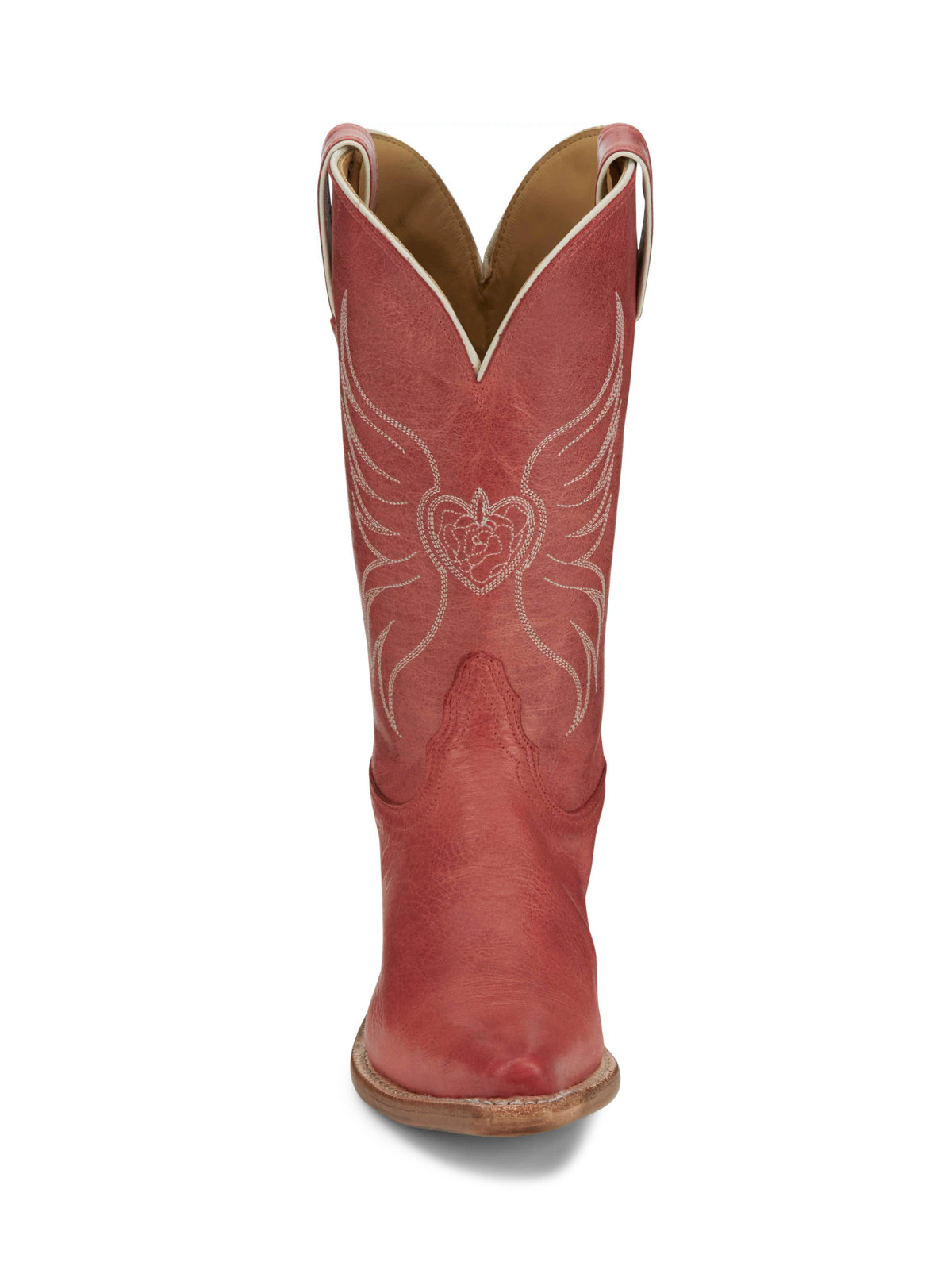 Ruby Red Snip-Toe Heart Embroidery Wide Mid Calf Tall Cowgirl Boots