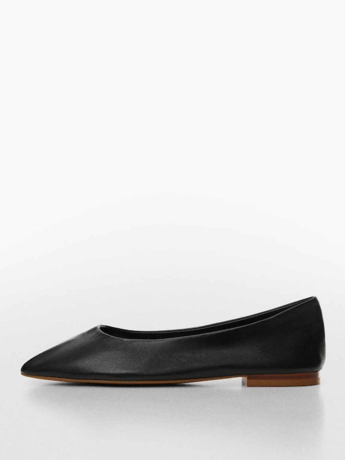 Black Vegan Leather Ballet Flats With Square Toe