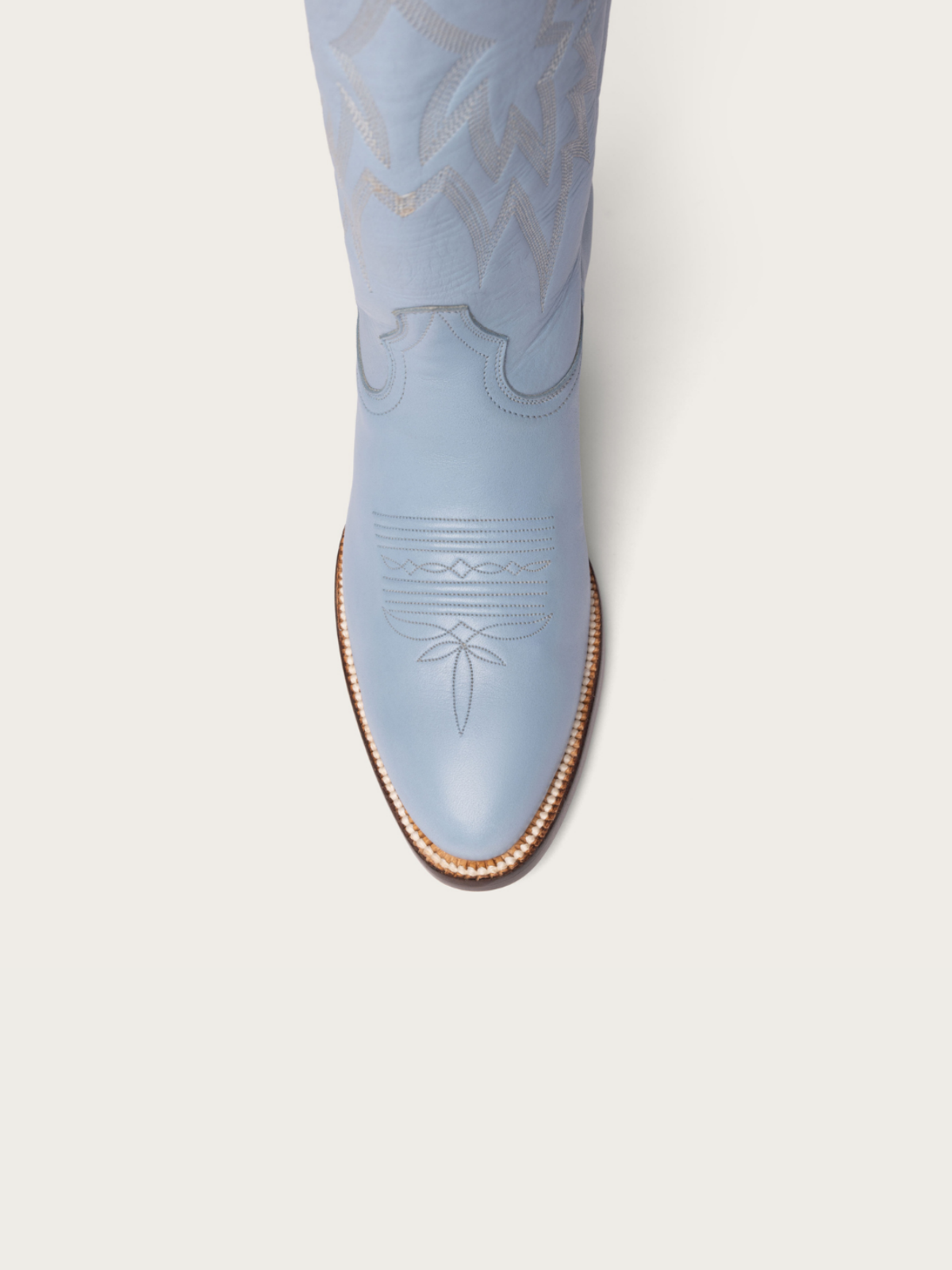 White Lightning Inlay Stitch Embroidery Almond-Toe Wide Mid Calf Tall Cowgirl Boots - Powder Blue