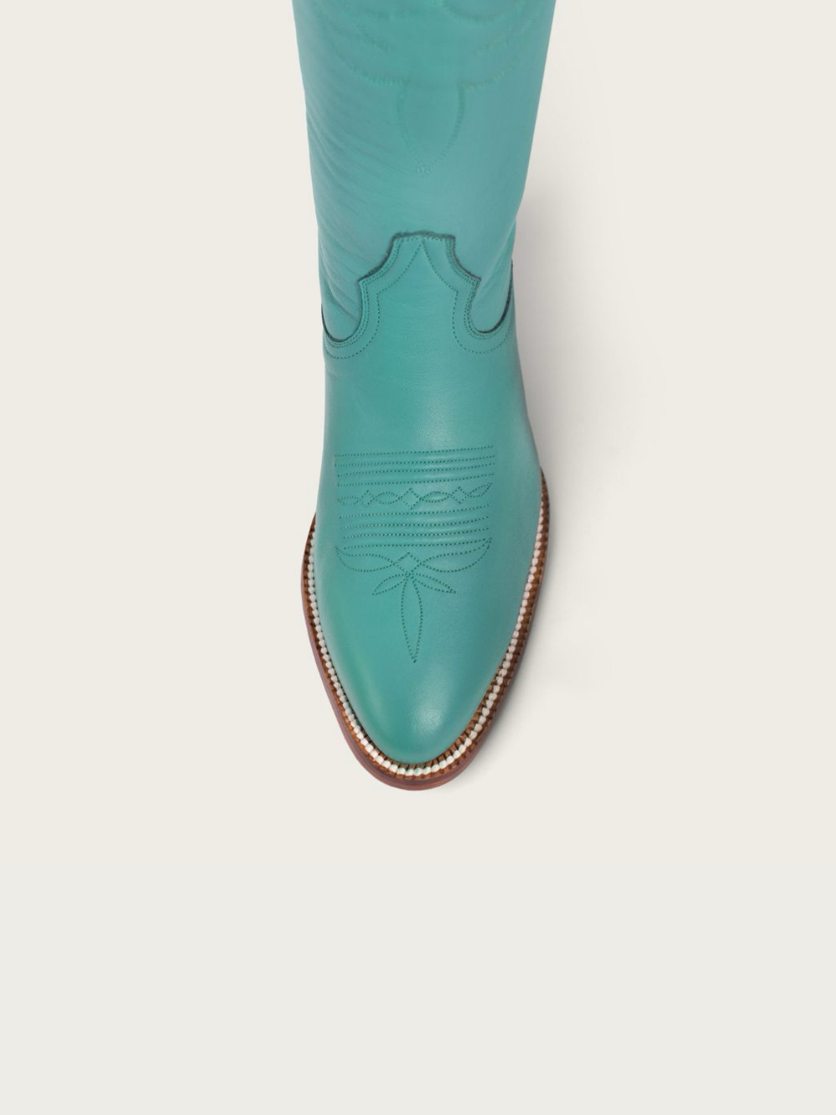 Turquoise Vegan Leather Embroidery Almond-Toe Wide Mid Calf Tall Cowgirl Boots