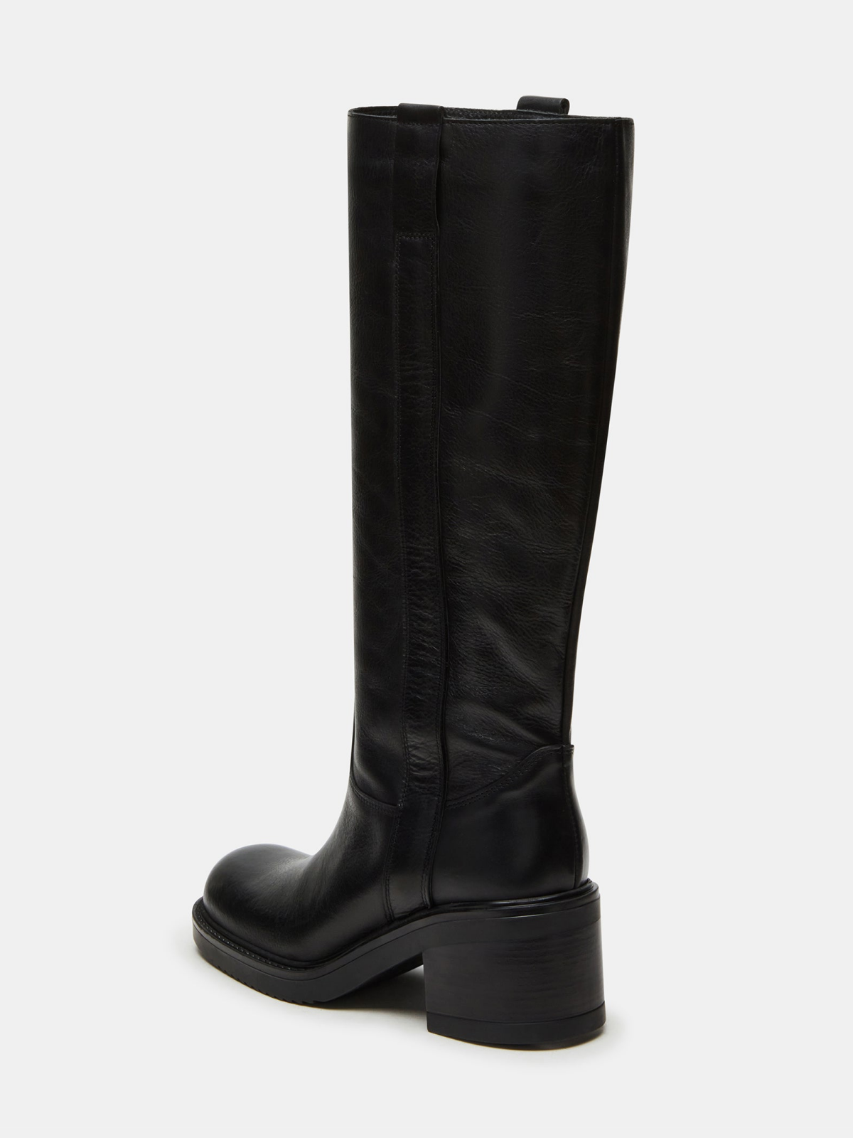 Black Vegan Leather Round-Toe Wide Mid Calf Western Boots