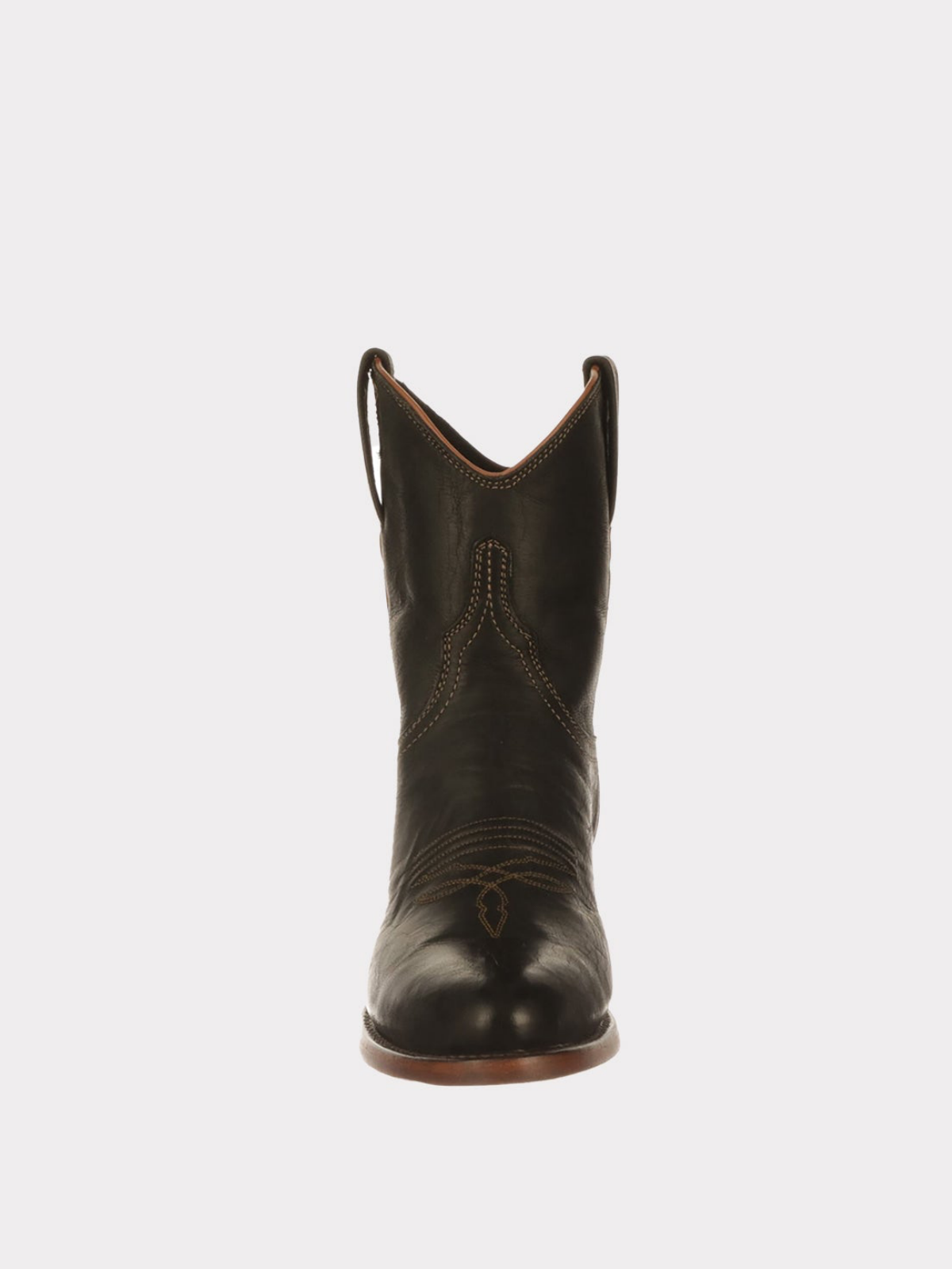 Black Almond-Toe Wide Mid Calf Western Boots For Women