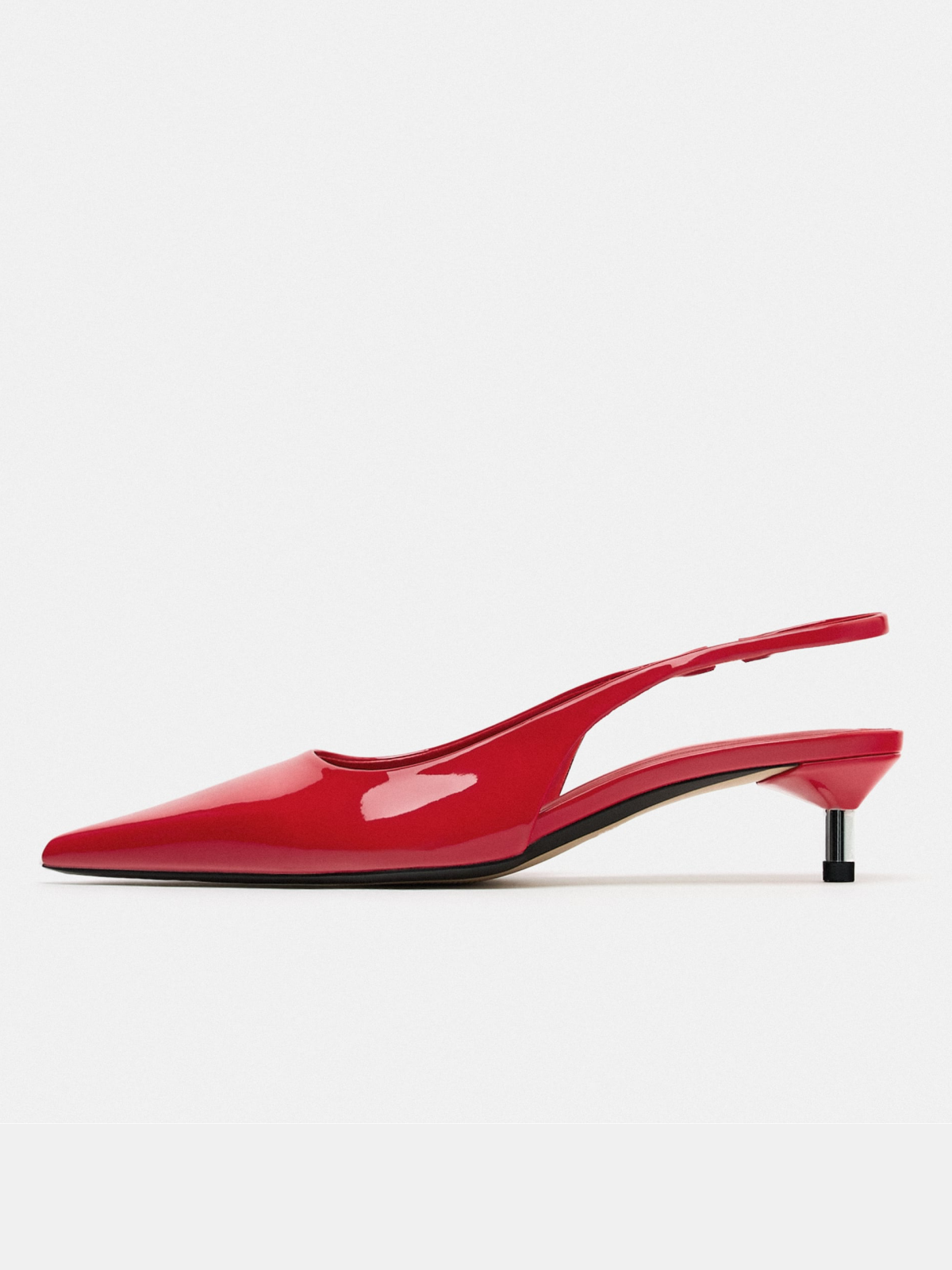 Red Pointy Comfy Kitten Heels Slingback Pumps For Women