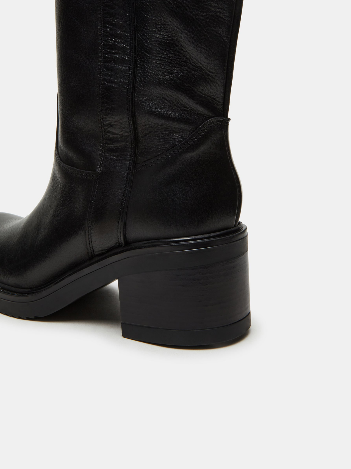 Black Vegan Leather Round-Toe Wide Mid Calf Western Boots