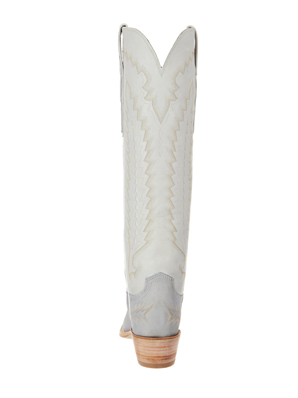 Contrast Ivory And Gray Snip-Toe Embroidery Wide Calf Tall Knee High Cowgirl Boots