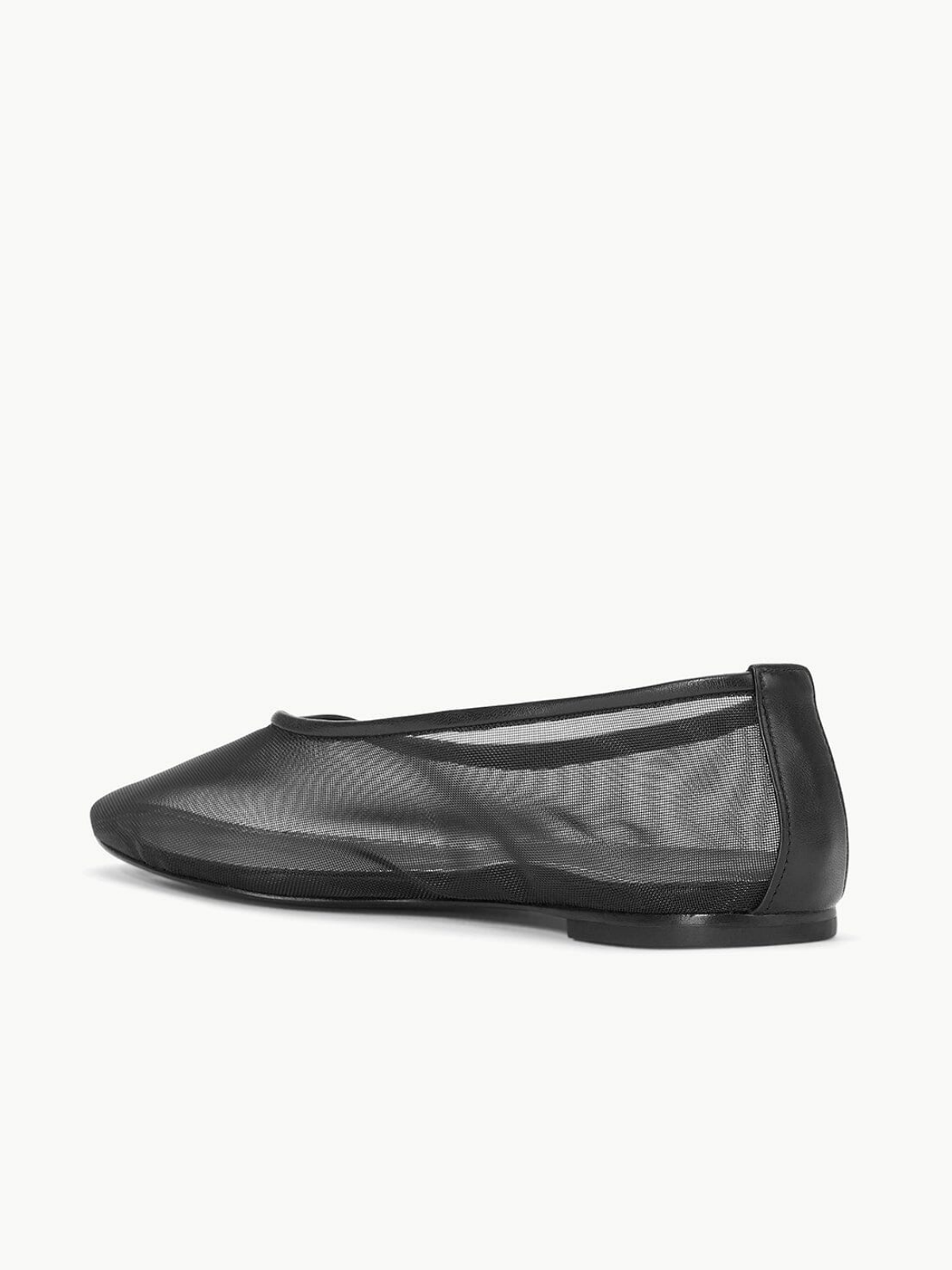 Black Round-Toe Slip-On Mesh Ballet Flats