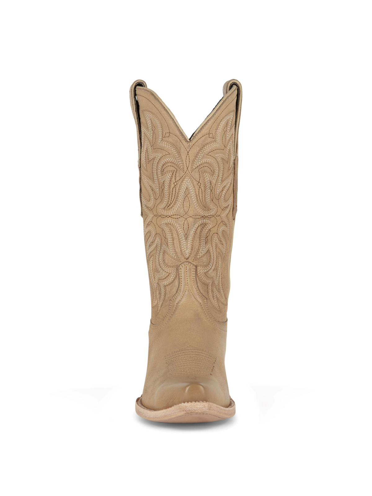 Tan Snip-Toe Embroidery Wide Mid Calf Cowgirl Tall Boots