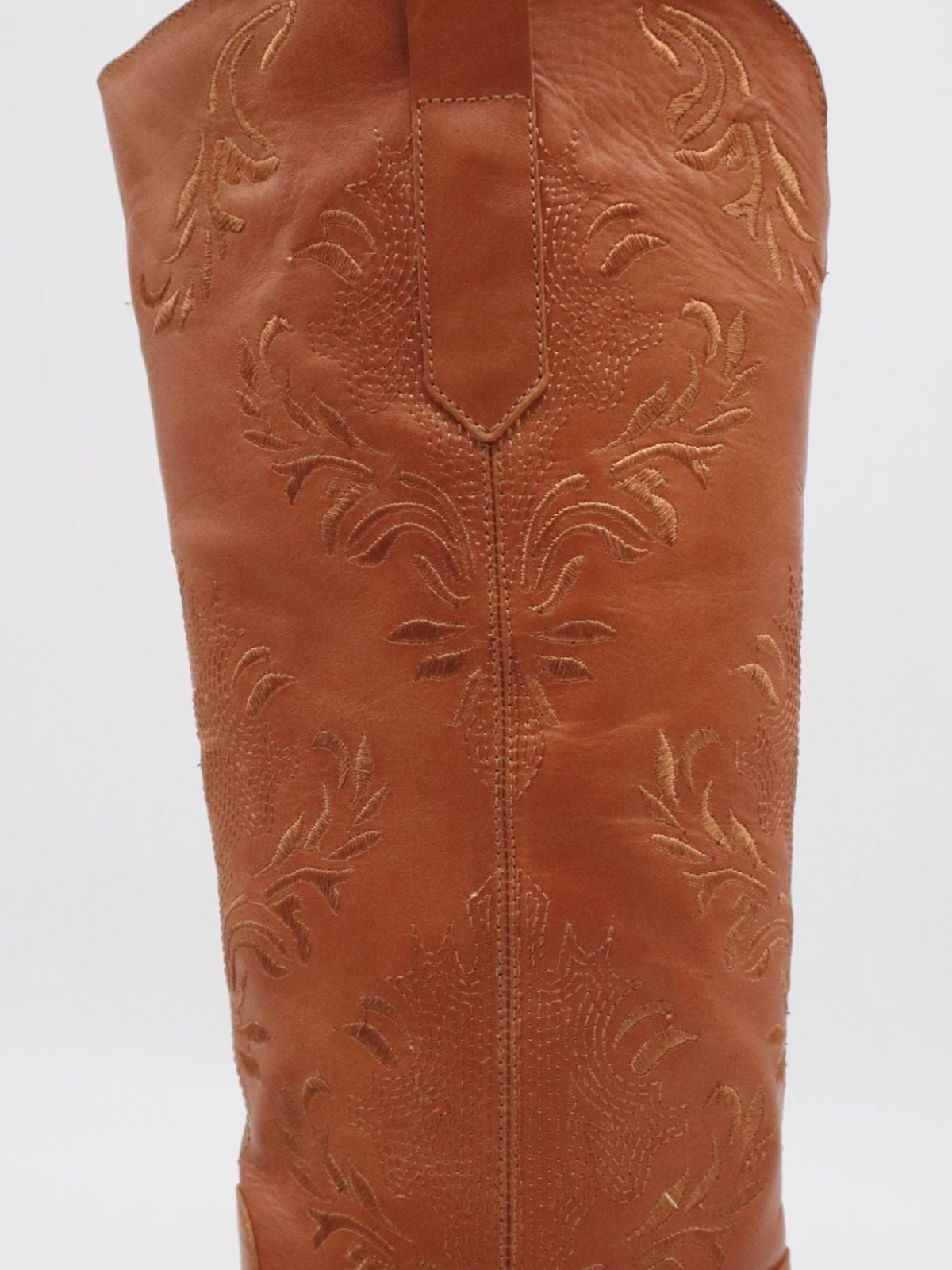 Tan Snip-Toe Filigree Embroidery Wide Mid Calf Tall Cowgirl Boots