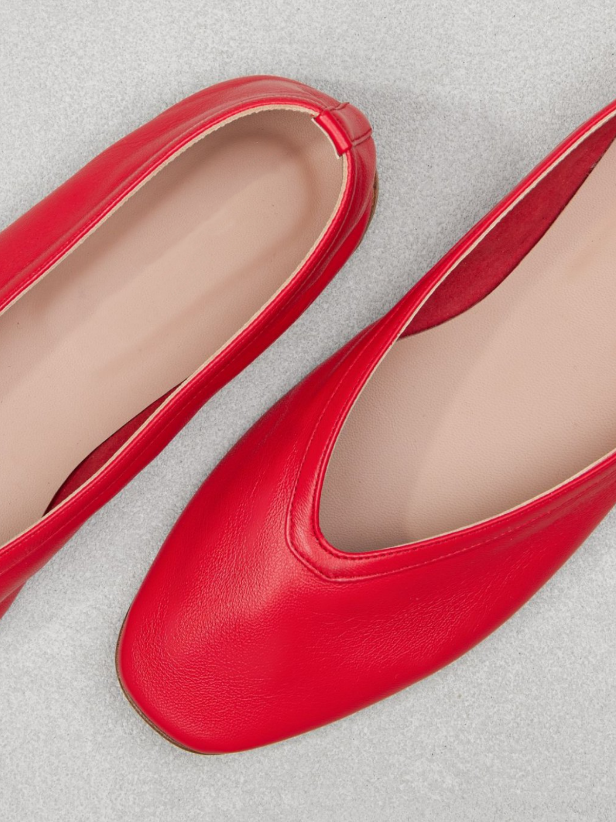 Red Square Toe Vegan Leather Slip-On Ballet Flats