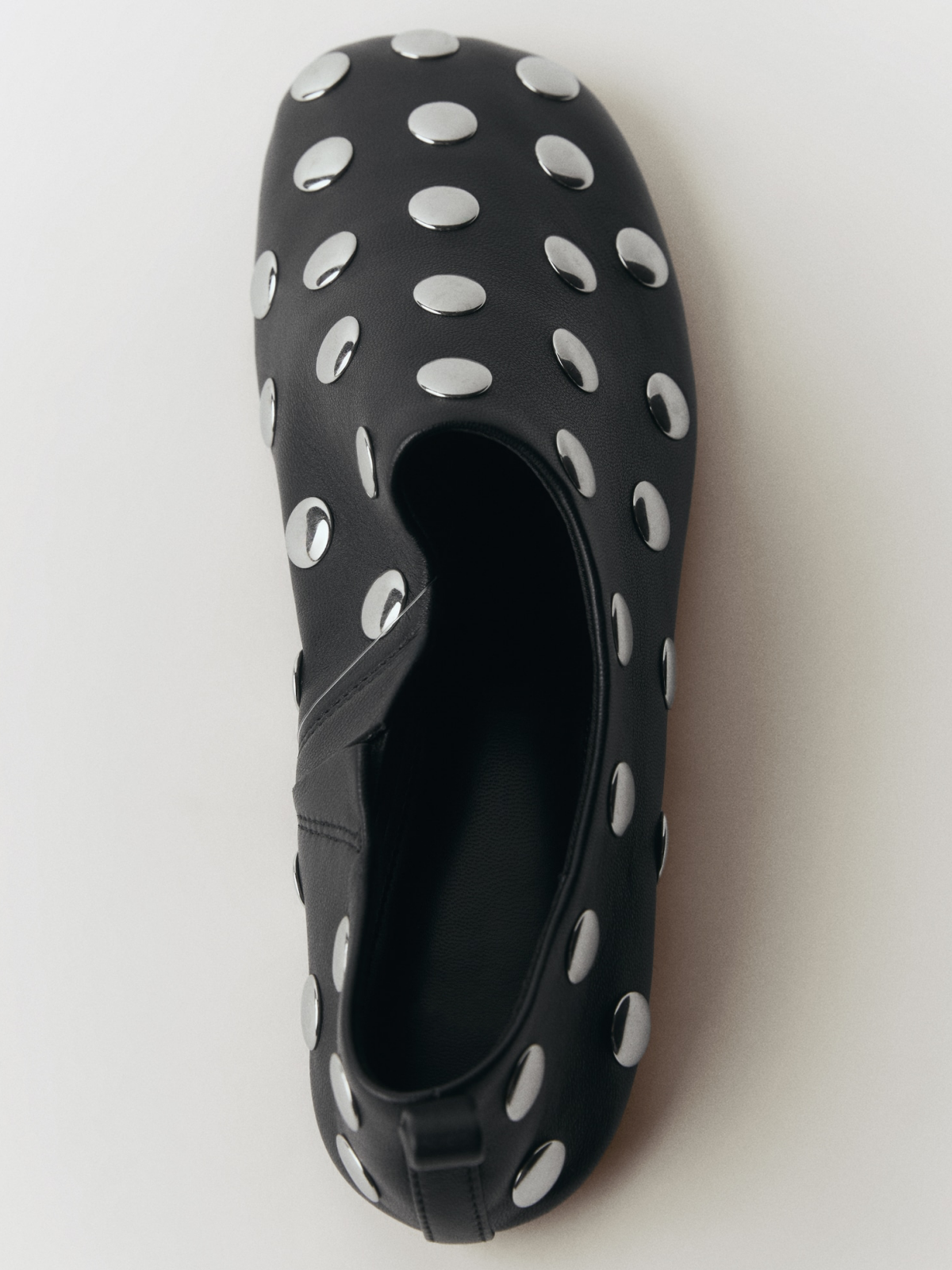 Black Square-Toe Big Studded Flats