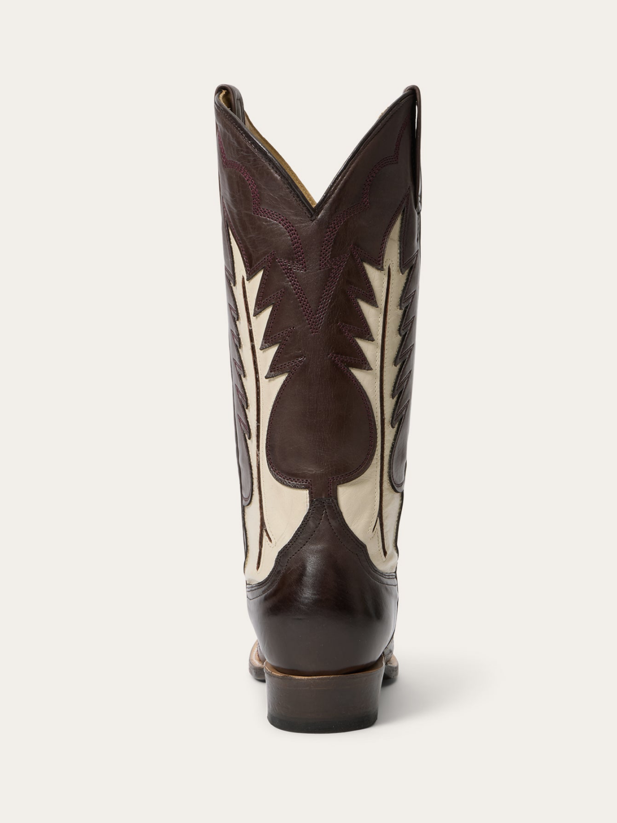 Brown Snip-Toe Embroidery Flame Inlay Wide Mid Calf Tall Western Boots